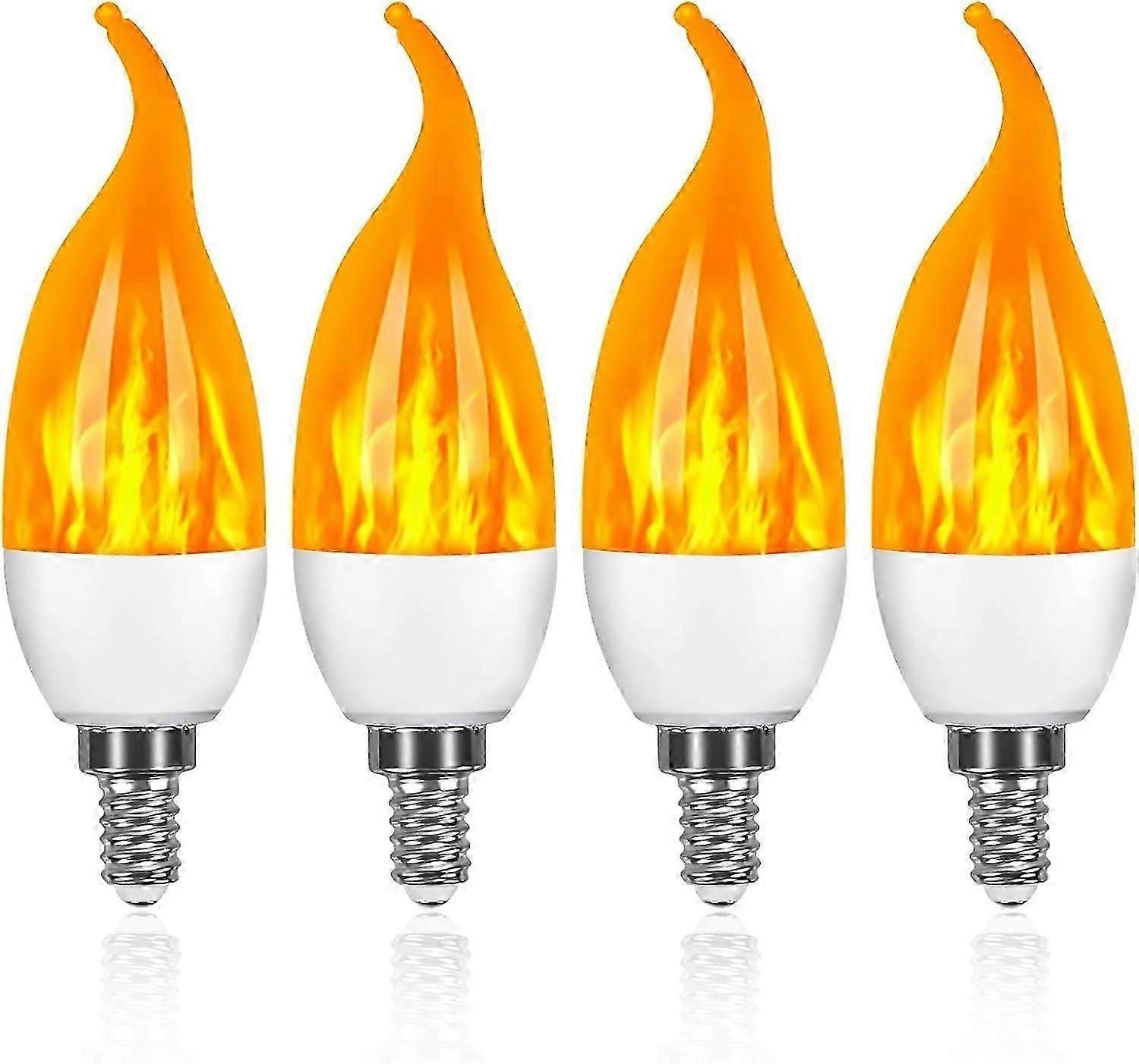 4 Pack 3W E14 LED Light Bulb Flame Effect Light Bulb with 3 Lighting Modes Decorative Light Bulb