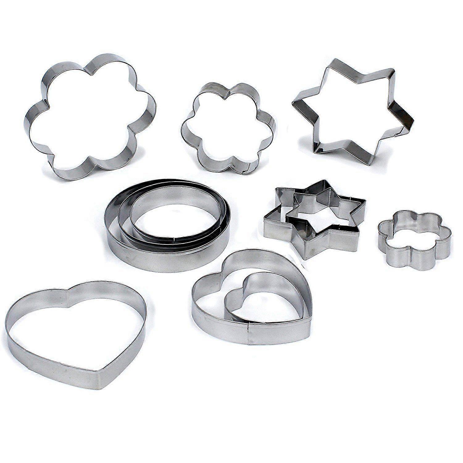 Cookie Cutters Biscuit Shapes Set, 12pcs Cookie Pastry Fruit Vegetables Stainless Steel Molds Cutters | Heart Star Circle Flower Shaped Mold