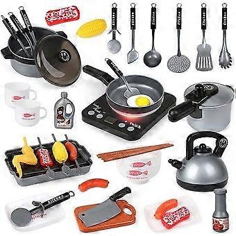 36PCS Kids Cooking Set - Realistic Pretend Play Kitchen Toy with Induction Cooker, Steam Pressure Cooker & Accessories