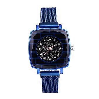 Fashion Mesh Strap Square Dial Watch Roman Casual Quartz Watch (Royal Blue)