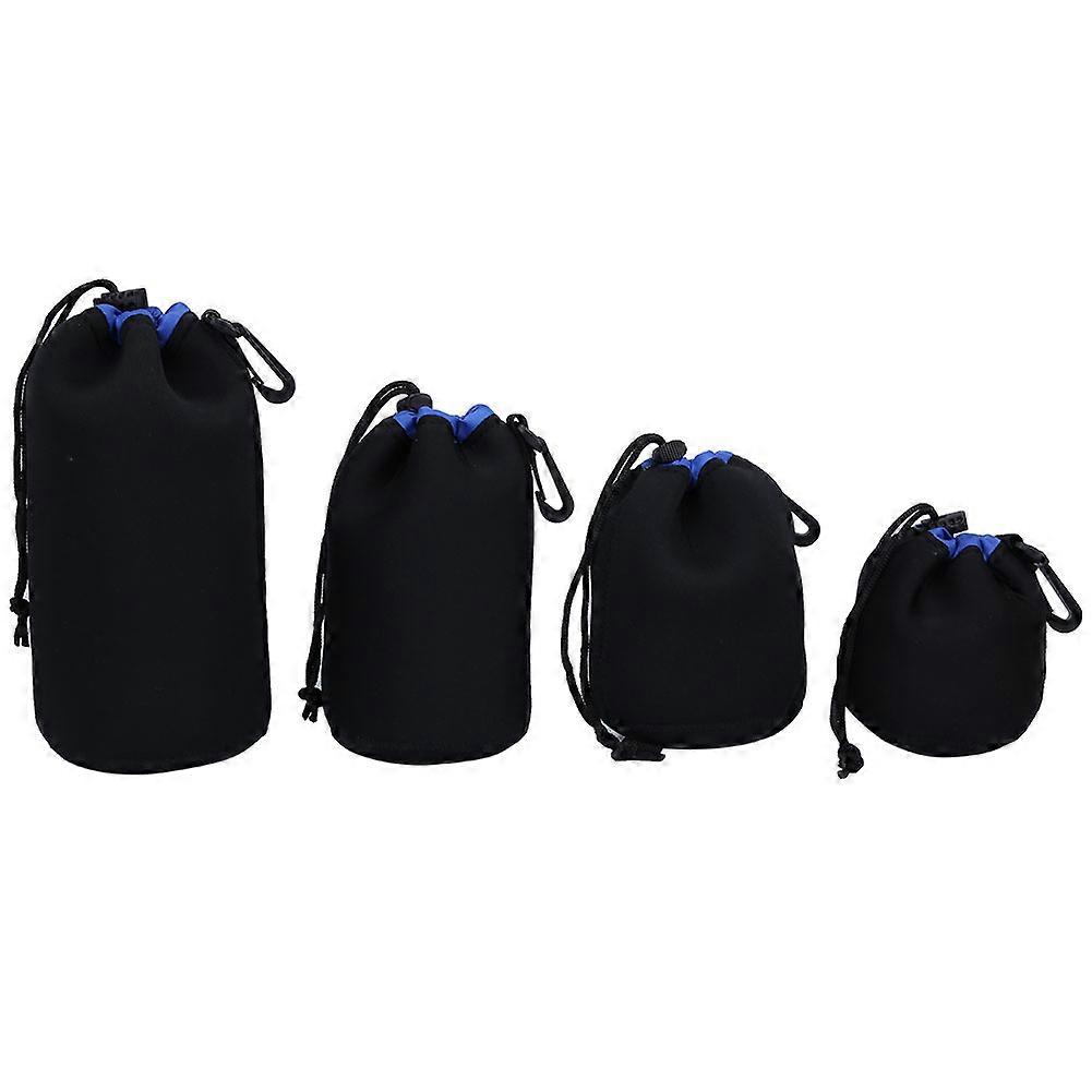 4 pcs Thick Diving Material DSLR Camera Lens Pouch Protector Bag Case Set