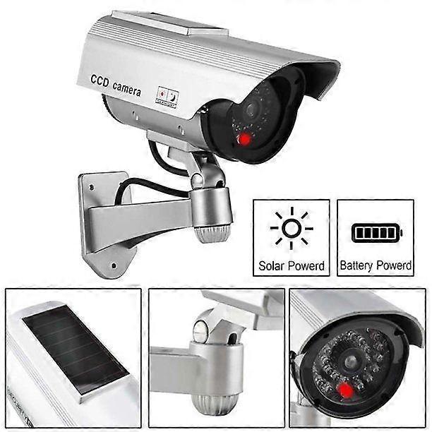 Outdoor Solar-Powered Dummy Security Camera with LED Blink Light
