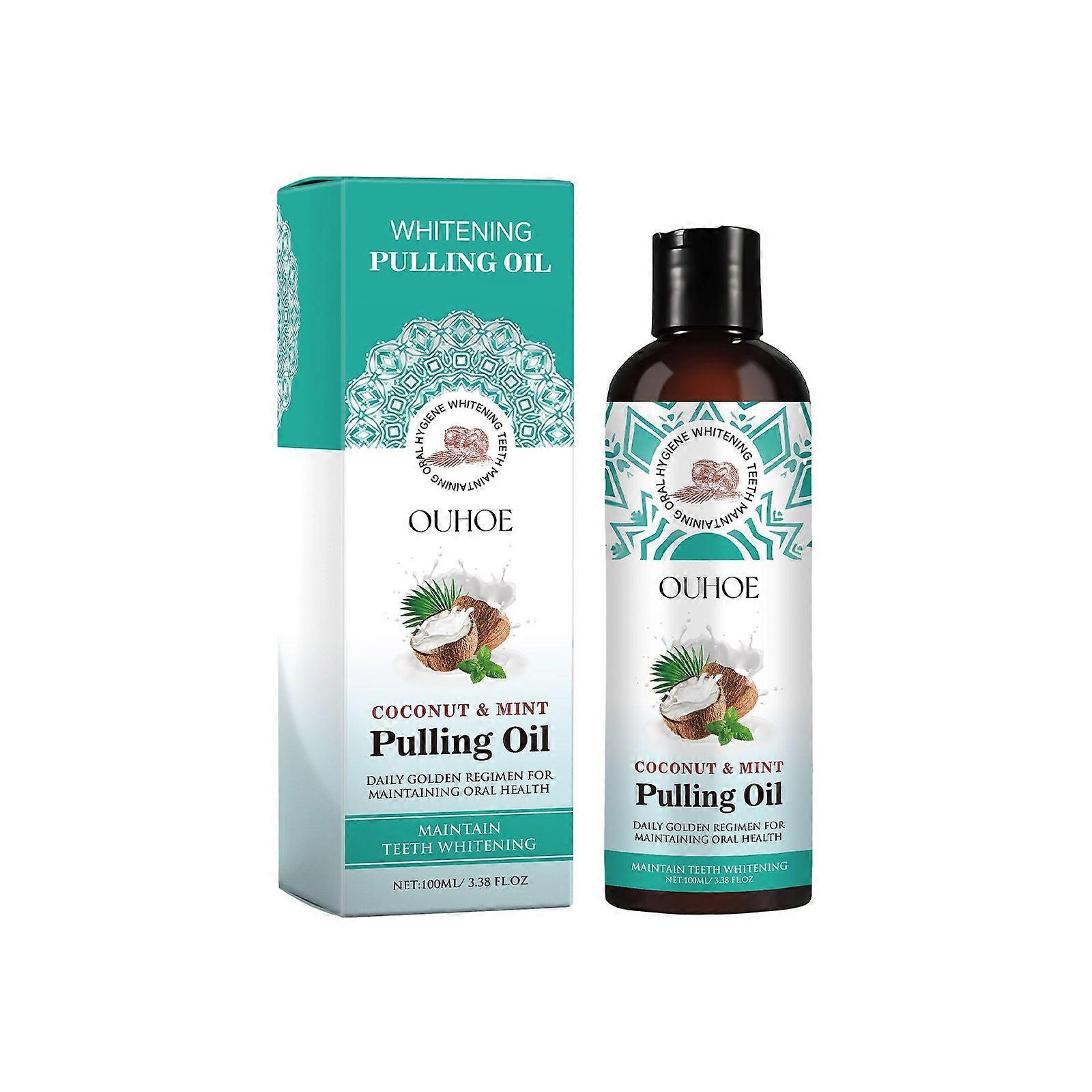 Ouhoe Huile de noix de coco Bain de bouche Soins de l’haleine fraîche Soins bucco-dentaires Liquide de nettoyage des dents