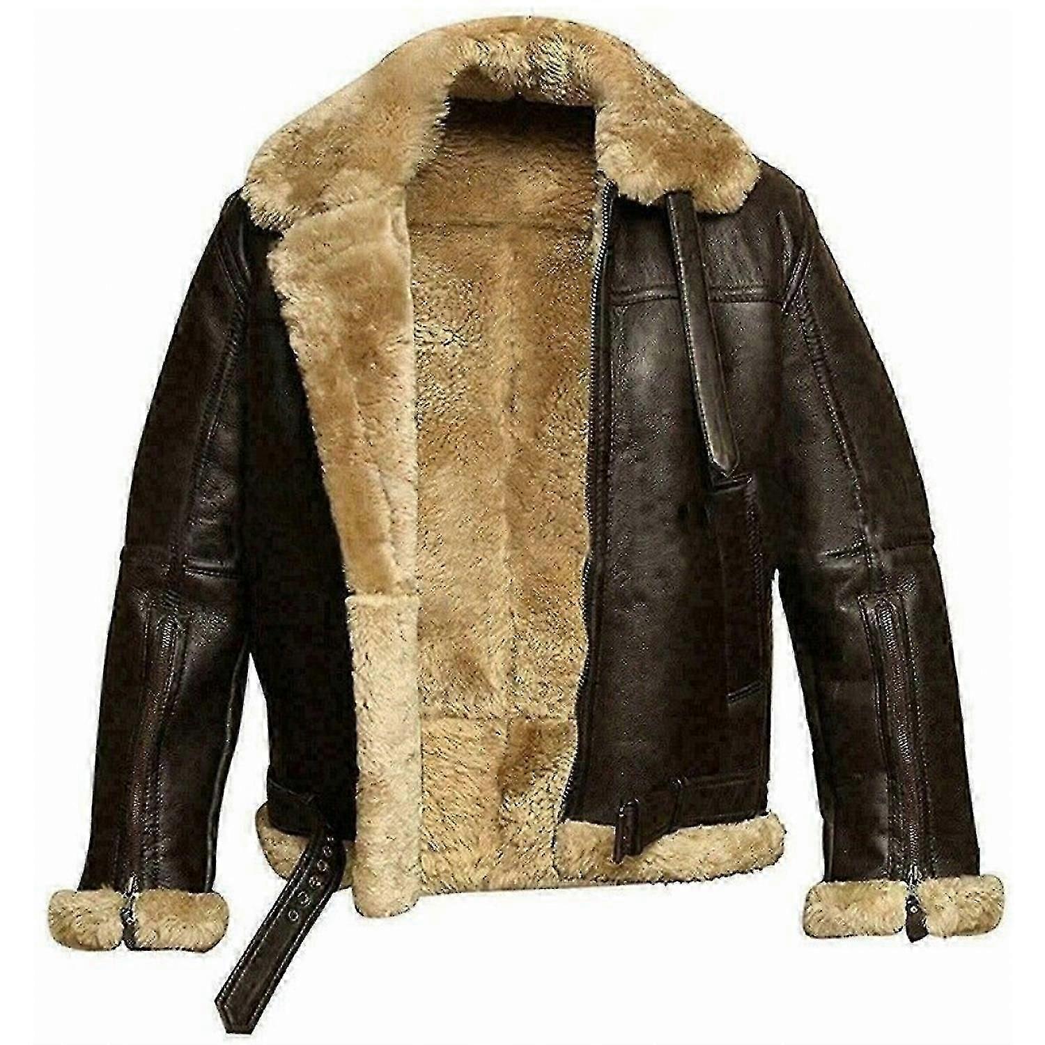 2024 Men's Aviator Leather Jacket Coat Bomber Imitation Sheep Skin Pilot Flying Coat2024 Neue Explosion Dg