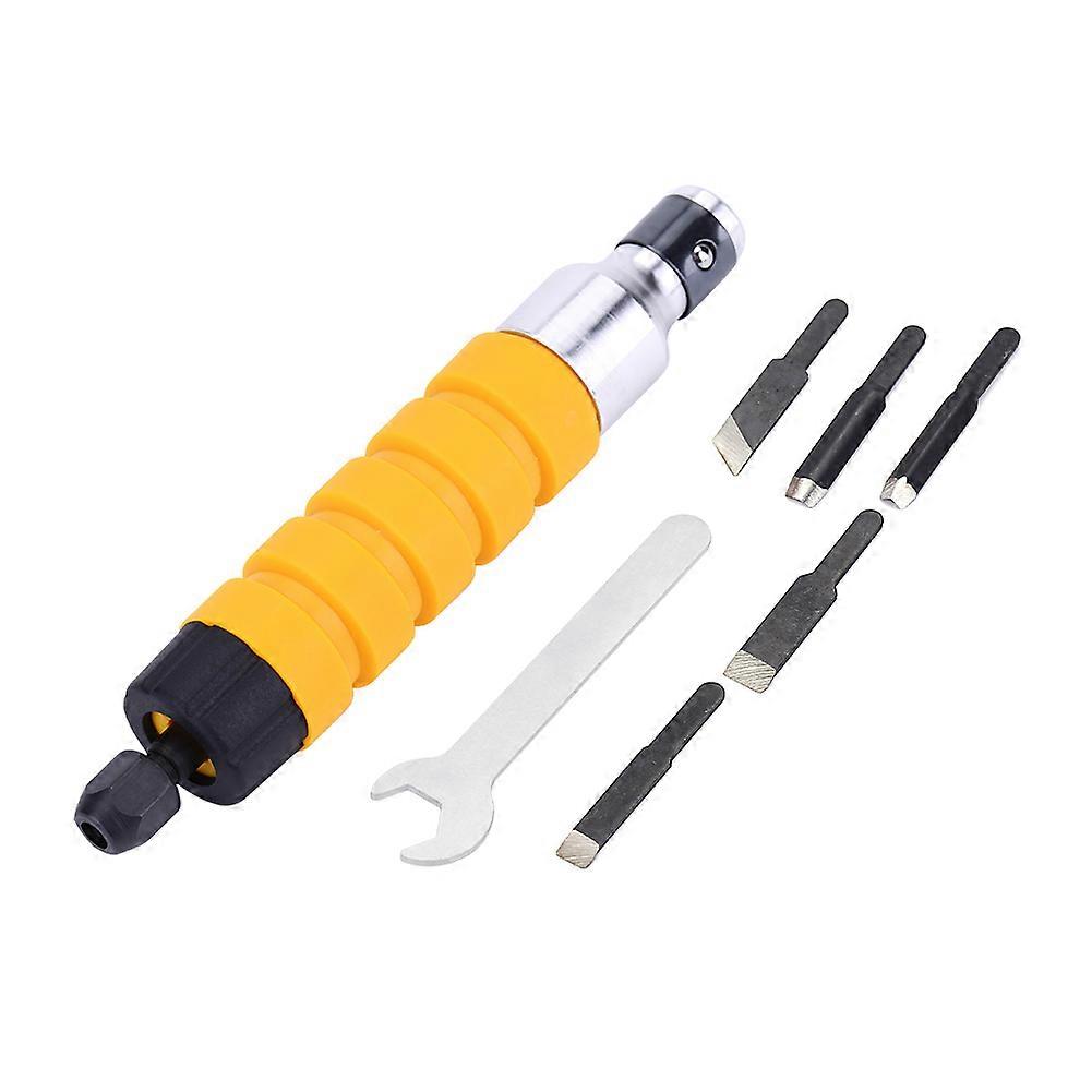 Electric Carving Chisel Woodworking Engraving Knife Hand Tool Set with 5 Blades and Wrench for Precision Crafting