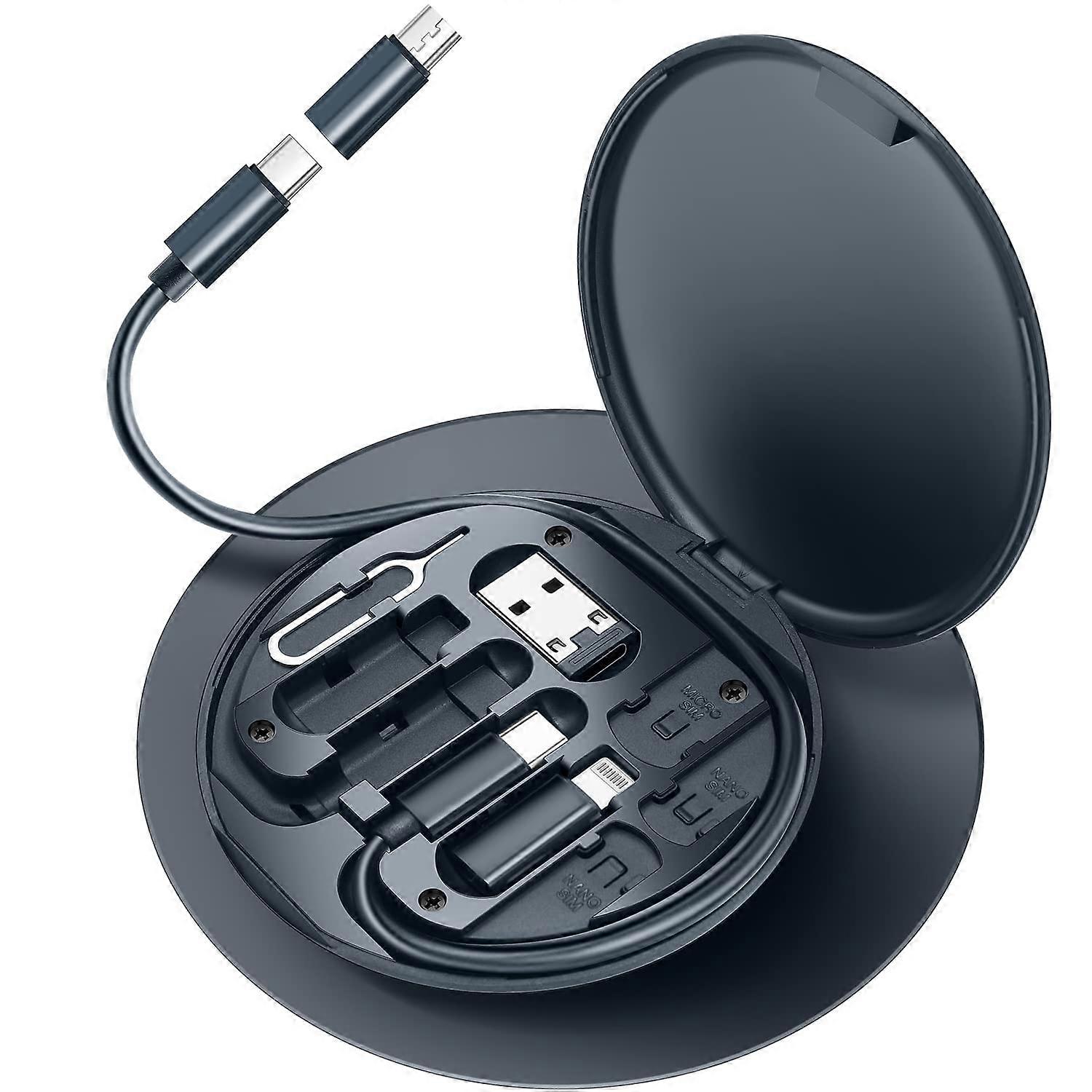 Kit d’adaptateur de câble de charge multiple, USB C vers Micro USB / Lightning / USB Le kit d’adaptateur de convertisseur de câble A peut être utilisé comme support de téléphone - Bleu