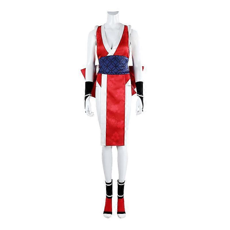 Fantasy Oni-Inspired Cosplay Dress | Red Kimono-Style Fighter Costume with Back Bow | XSXXXL | Ideal for Convention & Performance