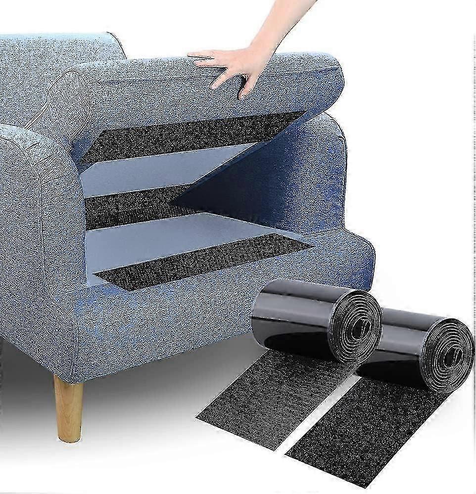 Black Non-slip Self-adhesive Hook Loop Tape (10cm X 1.5m) to Keep Couch Cushions From Sliding - Yvan