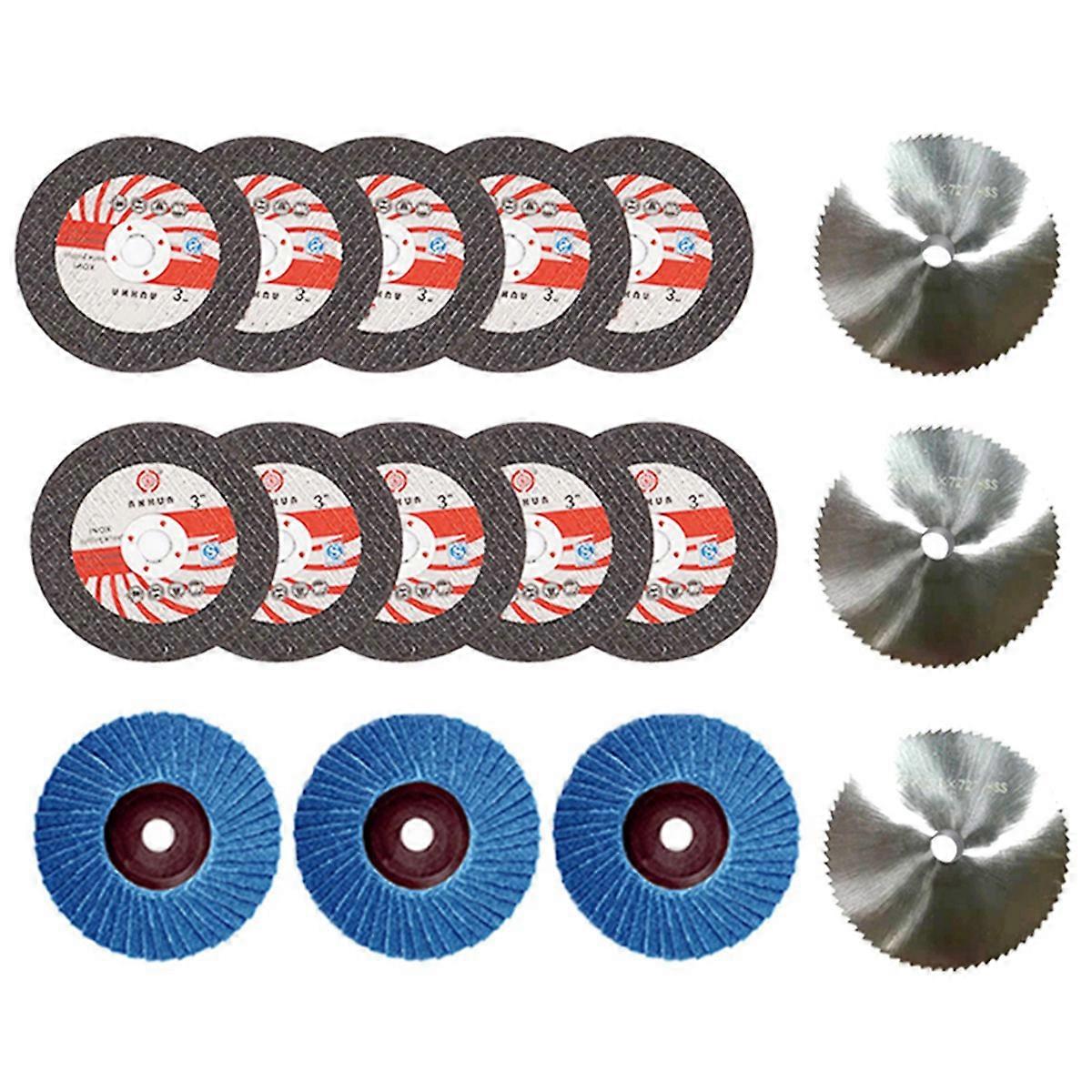 16Pcs 75X10Mm Angle Grinding Wheel Set Wood Metal Cutting Disc HSS Carbide Polishing Sheet for 12V M