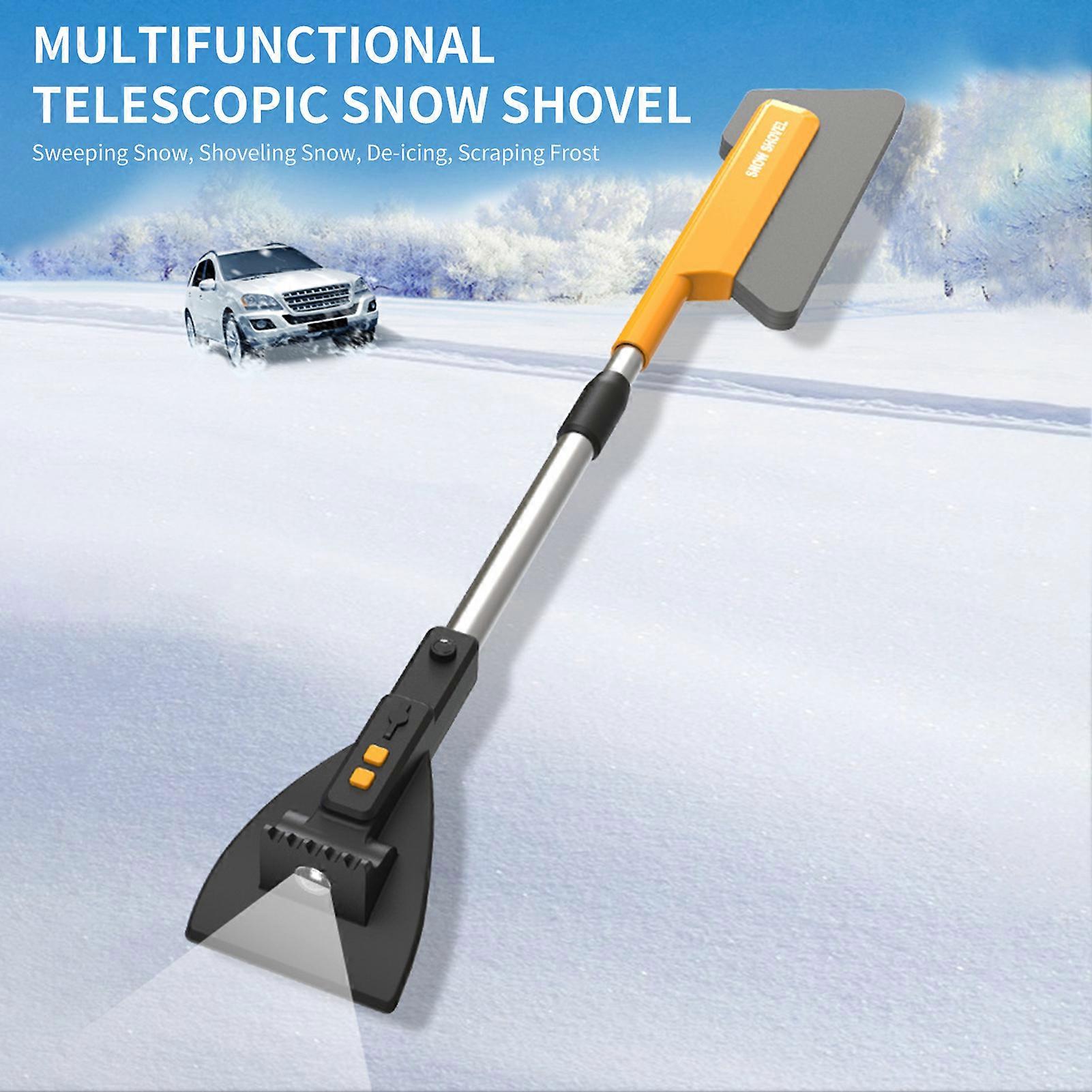 Extendable snow shovel for car windshield with paint-safe design