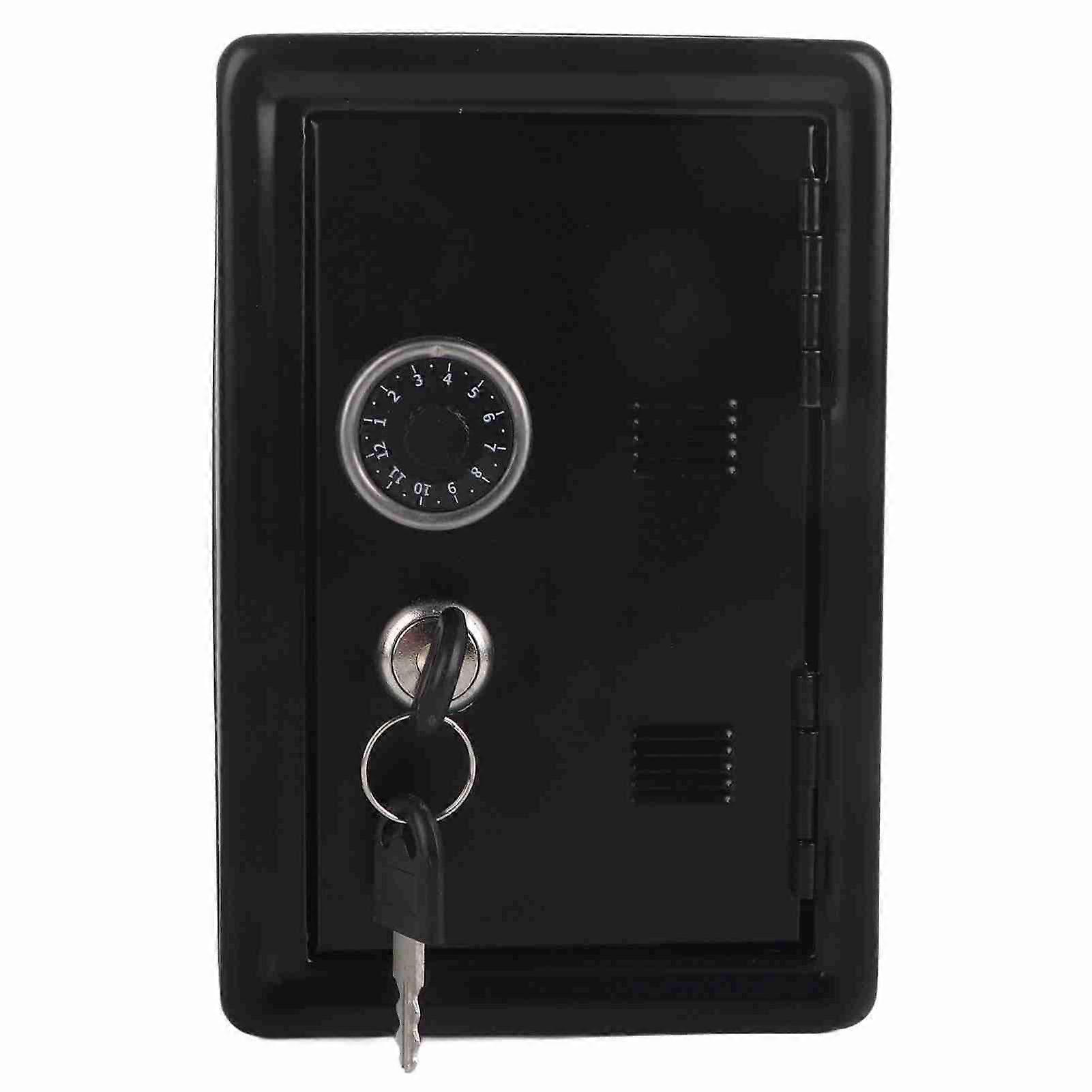 Kids Learning Toy Money Box Password Cash Coins Saving Safe Box Style Gift with 2 Keys (Black)
