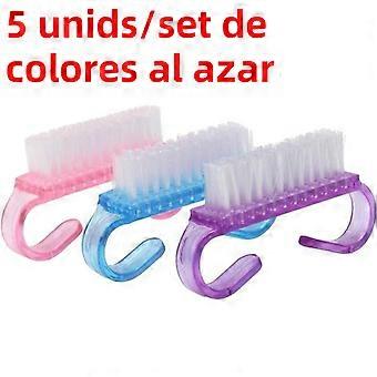 5 Pcs Manicure Pedicure Brush Set Nail Cleaning Soft Removal Tool Random Color Hot Sale