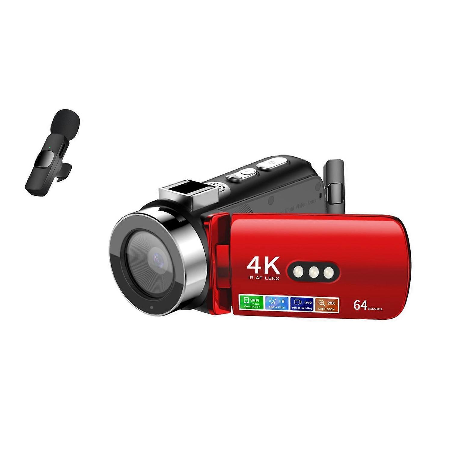 WiFi HD 4K Night Vision Digital Camera Red + Wireless Noise Reduction Microphone