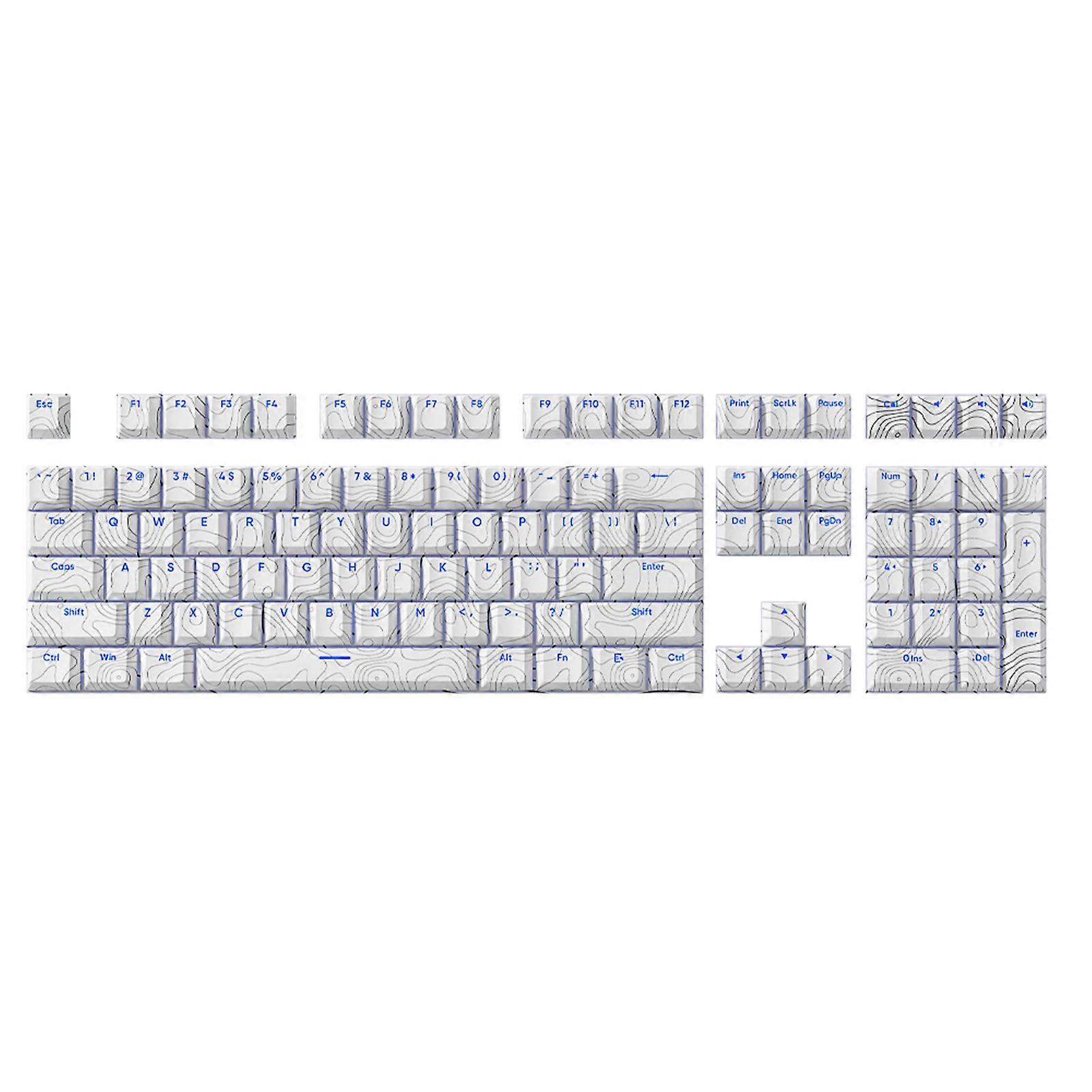 PBT Line Original Height Keycaps 108Keys Dye Subbed Shine Through Backlits keycapst for Mechanical Keyboards White