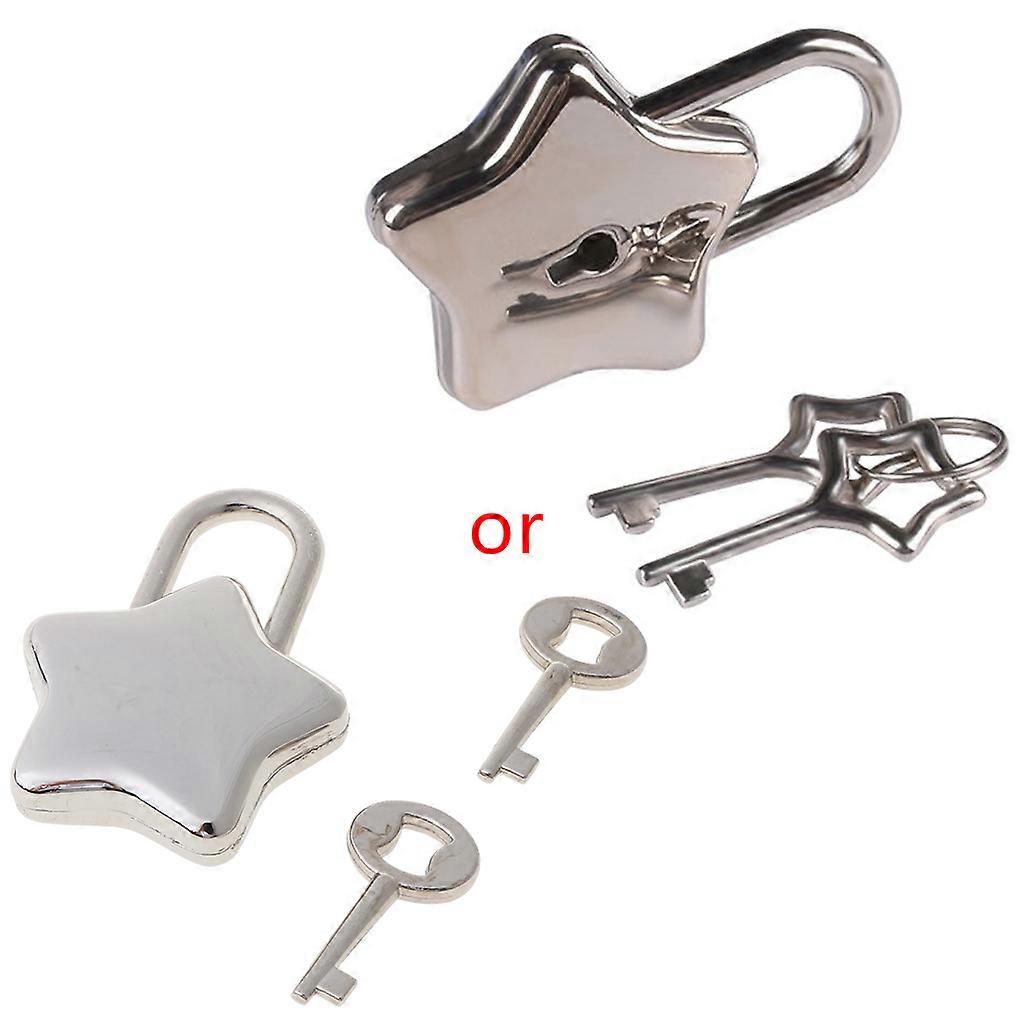 Small Padlock Vintage Star Shape Lock With for Key Drawer Suitcase Security Lock for Suitcase Luggage Diary Book Durable  Other
