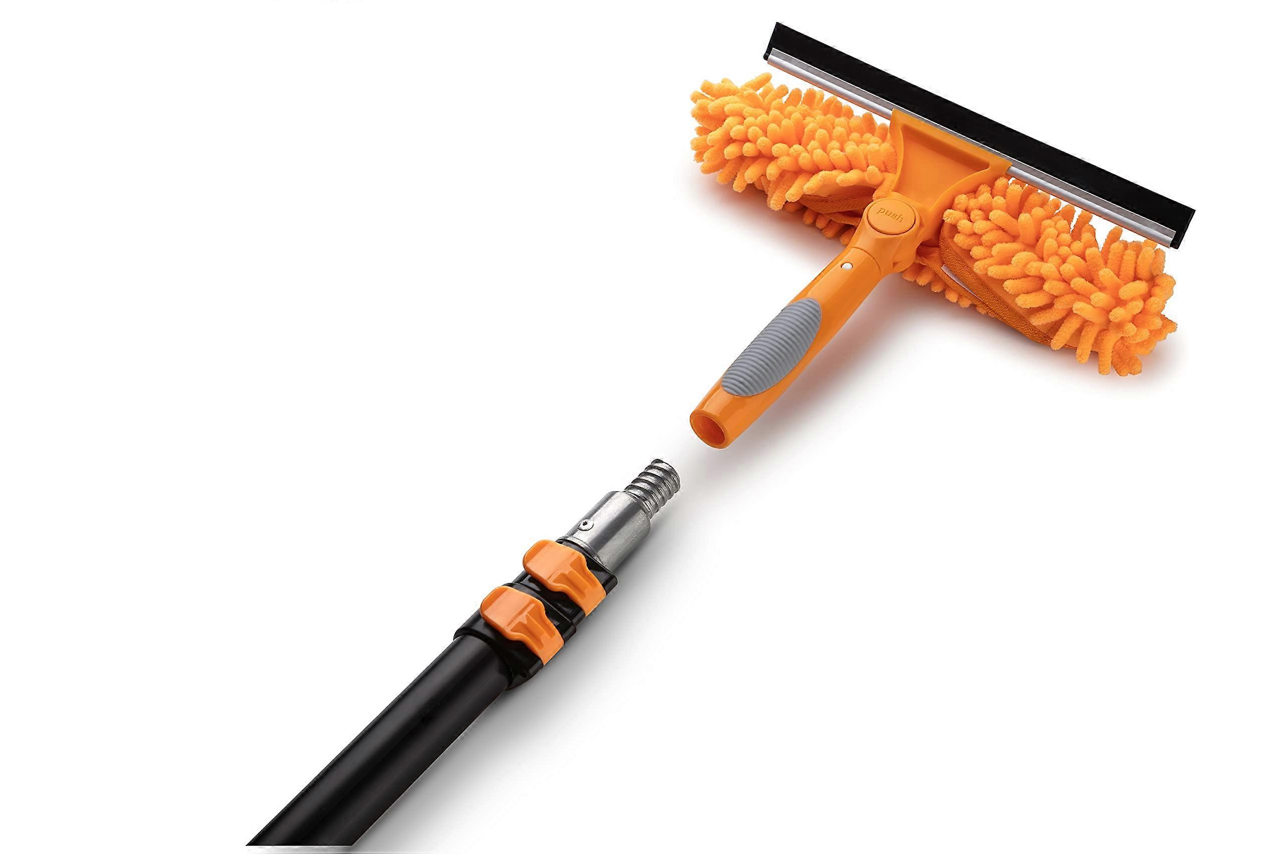 7-18 Ft Window Washing Squeegee Kit with 24 Ft Telescopic Extension Pole for Indoor Outdoor Cleaning