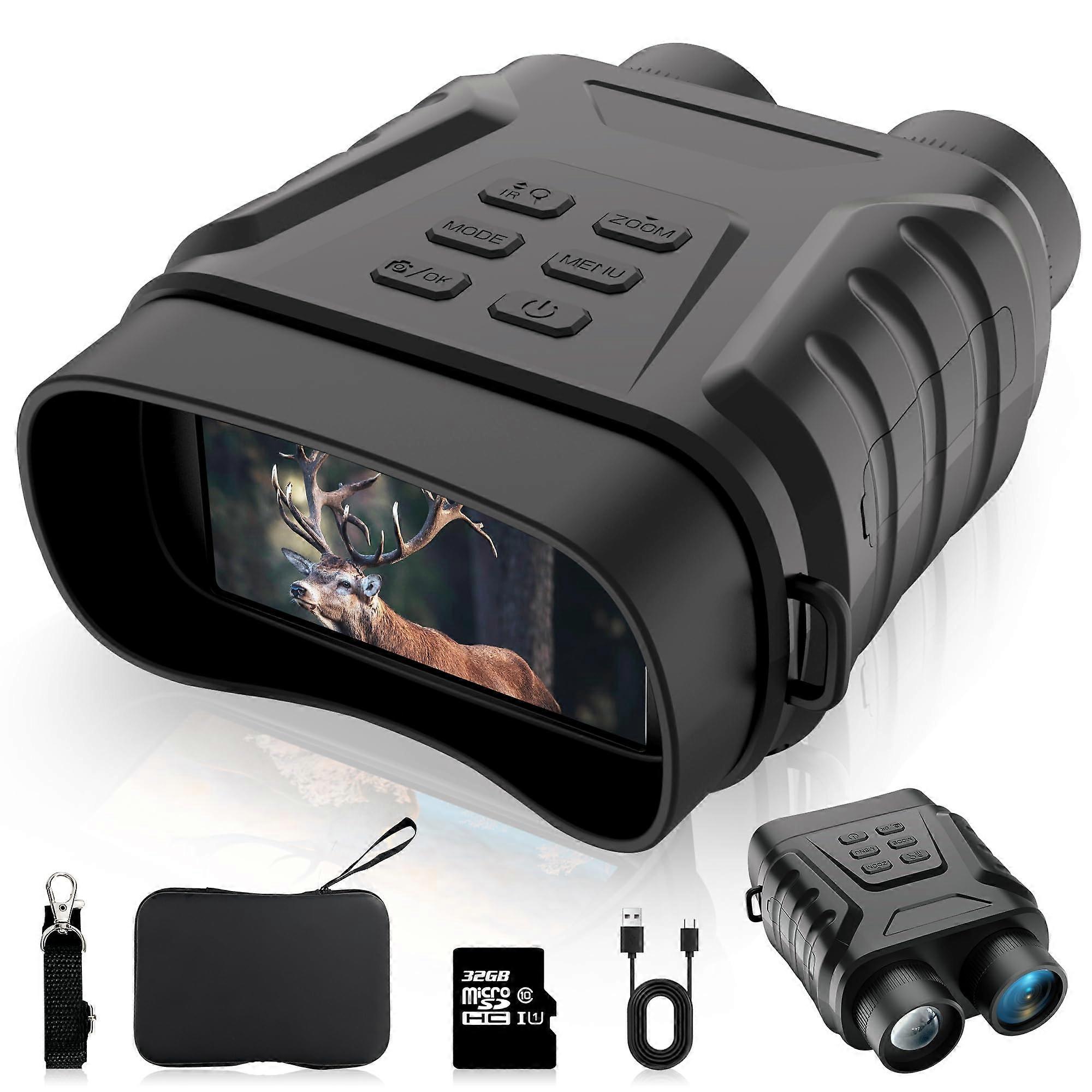 Night Vision Goggles 4K Binoculars for Adults, 3" Screen, 8X Zoom, Adjustable IR Light, 650FT Range, 32GB Card for Hunting Camping