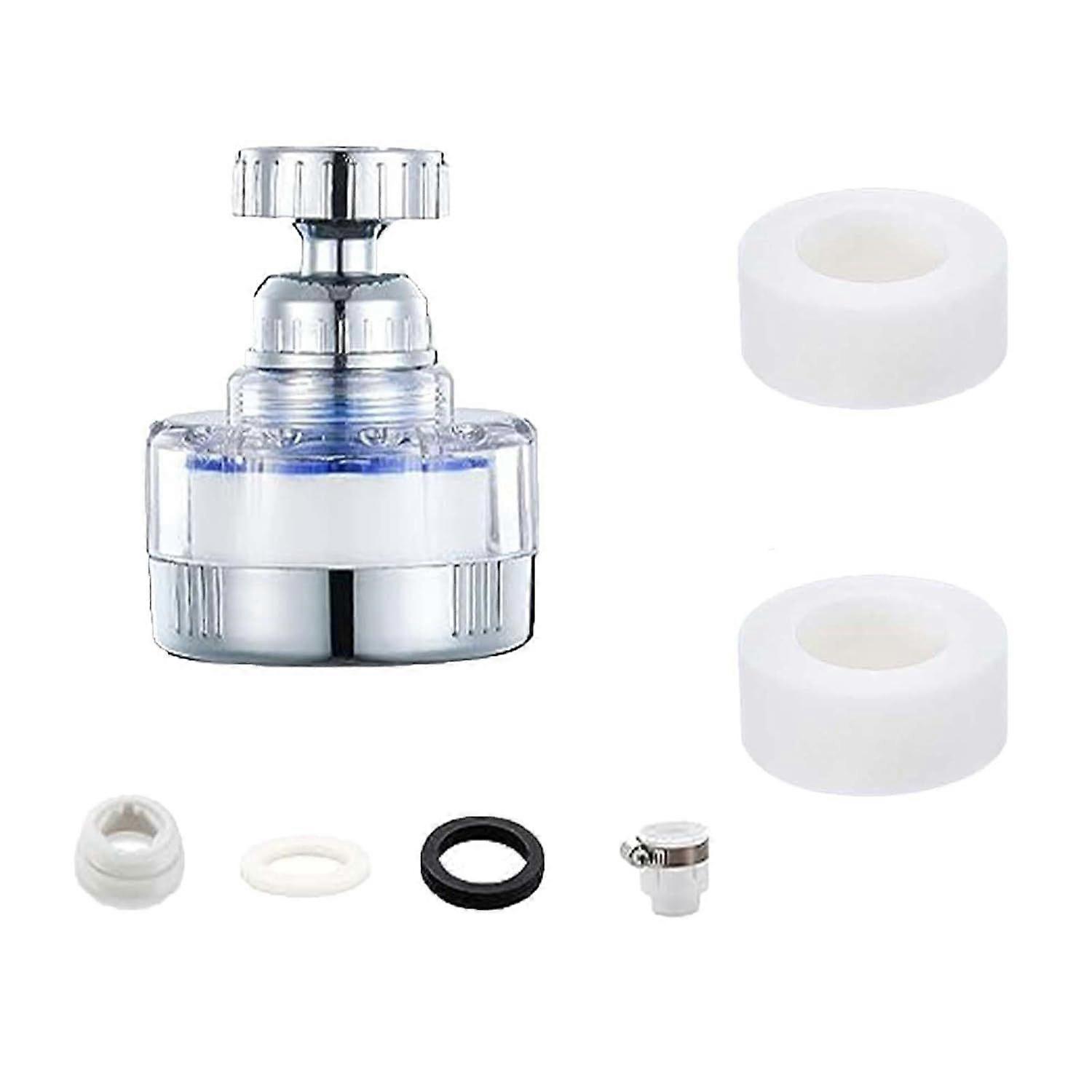 360 Rotating Faucet Filter Bathroom Faucet Filter Remove Heavy Metals Faucet Filter Purifier with 2 Replaceable Filter Elements