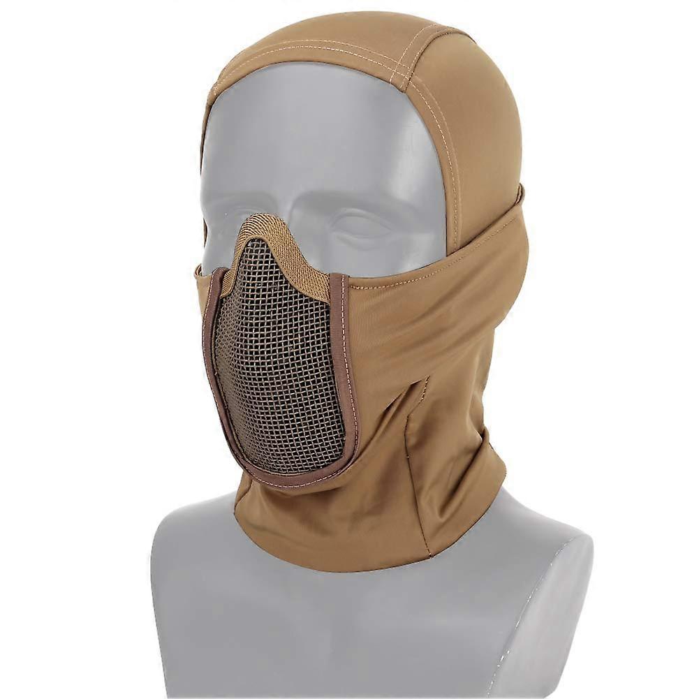 قناع الوجه الكامل التكتيكي Balaclava كاب دراجة نارية الجيش Airsoft Paintball أغطية الرأس المعدنية الحياكة الصيد الصيد قناع الصيد تان