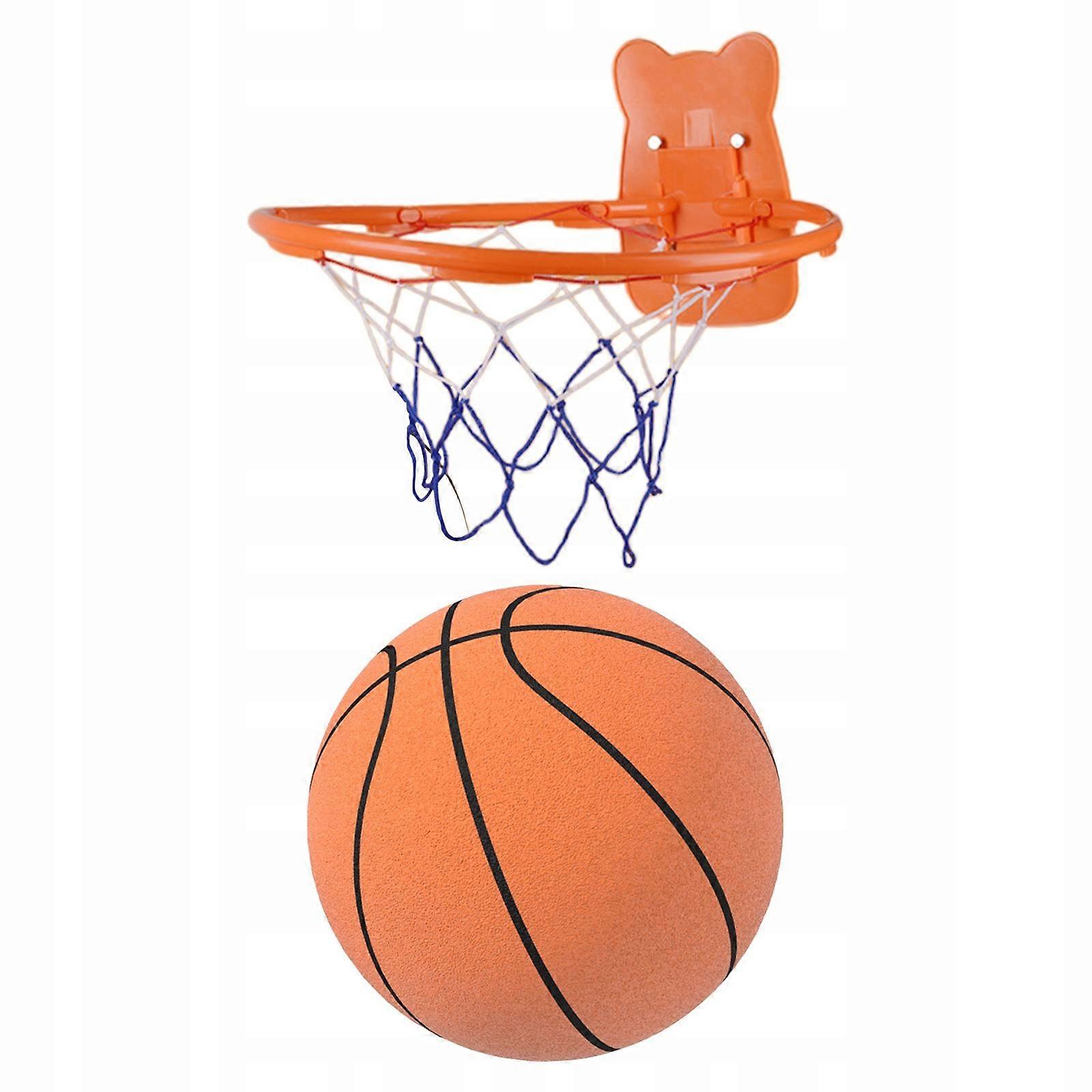 Silent Basketball With Hoop Portable Low Noise Educational Patting Orange