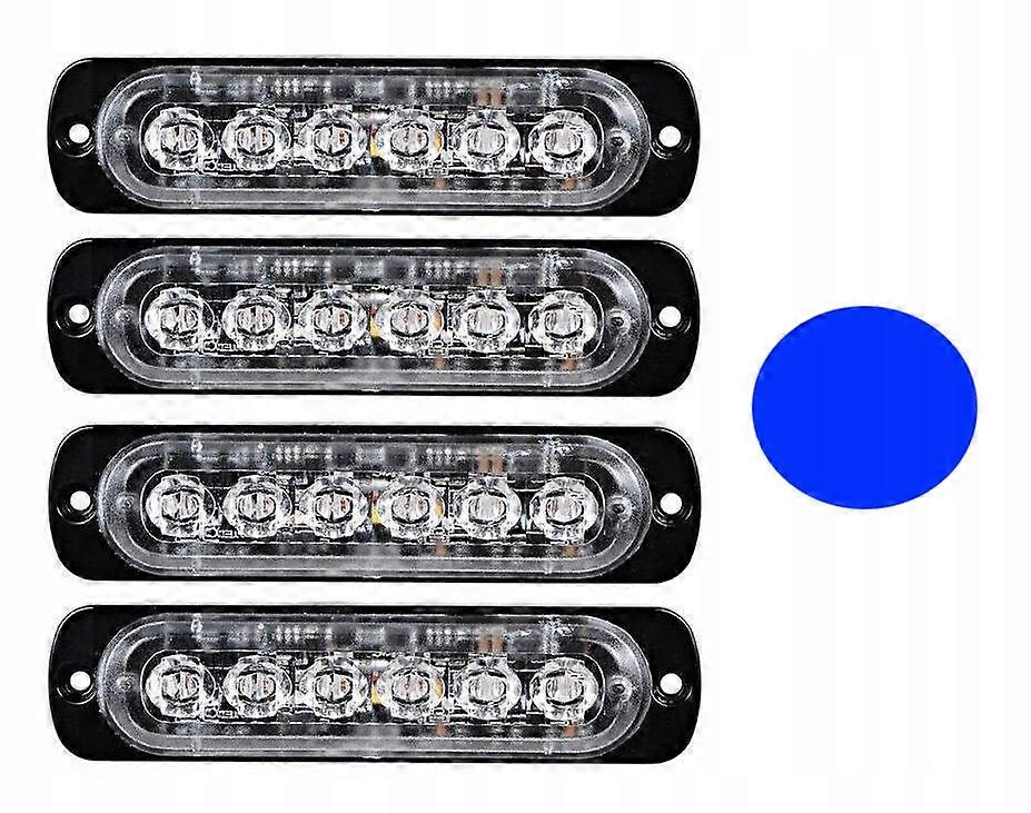 4x Strobe Clearance Lamp 6 Led 12v-24v Blue