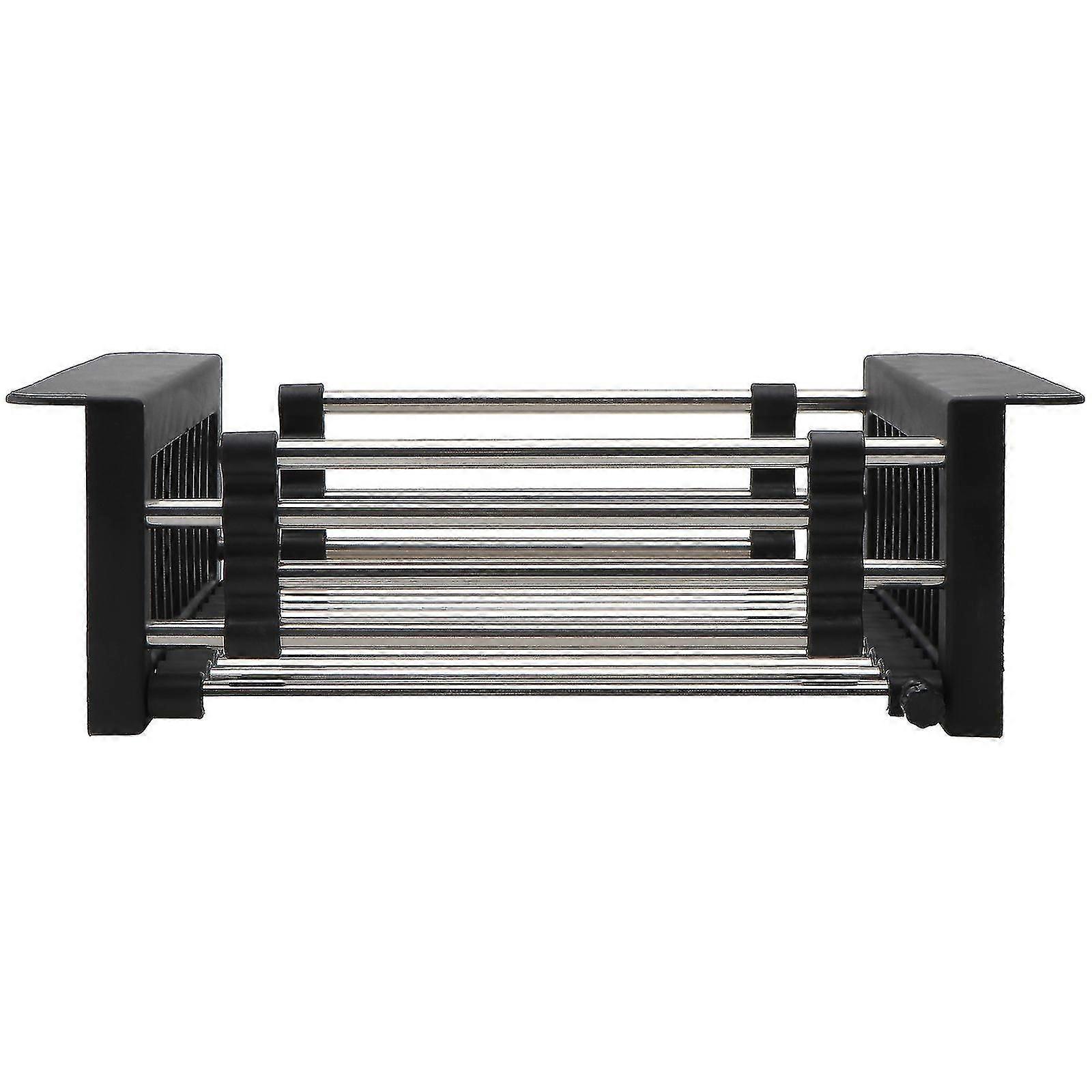 1 stk rustfritt avløp kurv hjem teleskopisk kurv vask rack oppbevaringsstativ (svart)