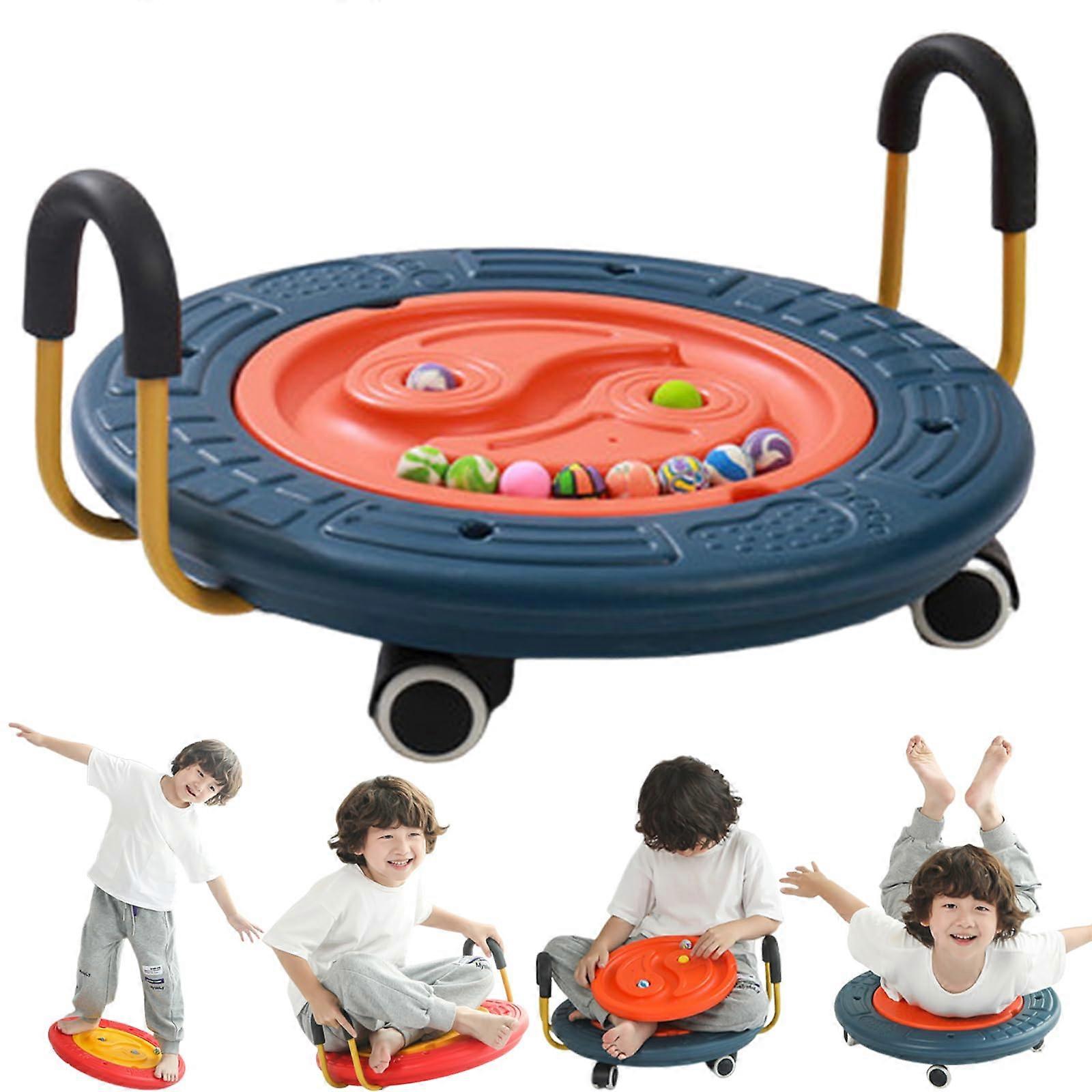 Balance Board for Kids, 4-in-1 Wobble Board with Handles, Plastic Labyrinth Scooter Board with 5 Balls, Red