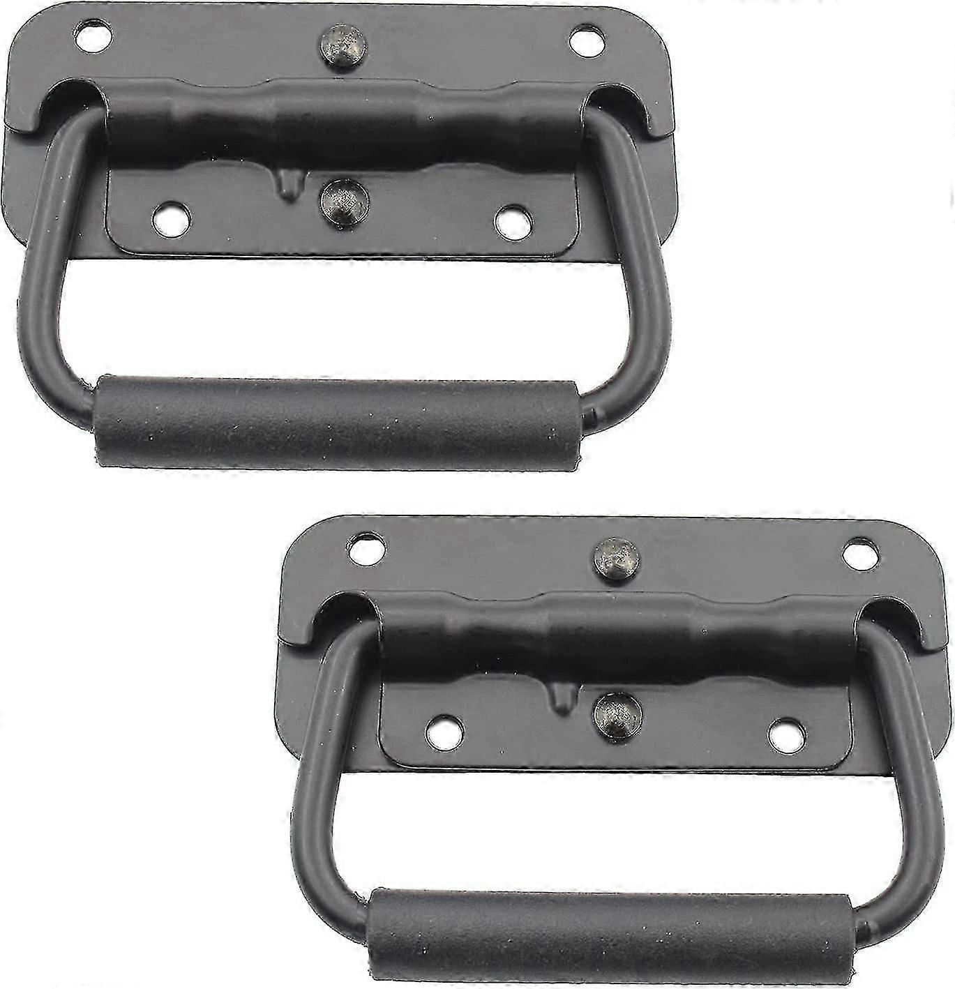 2 Pack Spring Loaded Pull Handles, Surface Mount Chest Handle With Rubber Grip, Handmade Chest Trunk Lifter Handle Pull, Heavy Duty Hardware For Chest