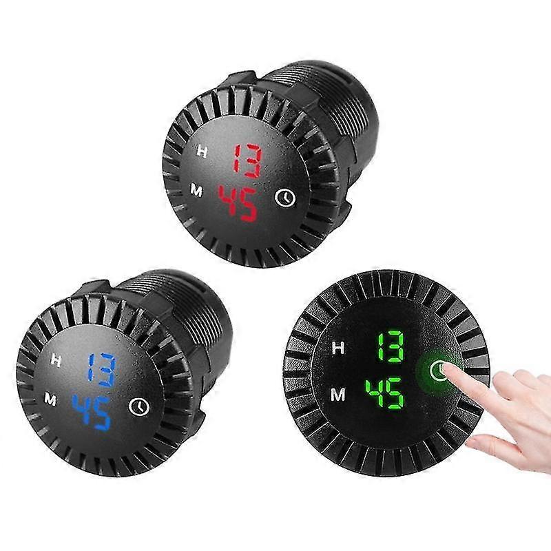 12v/24v touch digital clock for automotive car boat motorcycle led display hours minutes（green） p