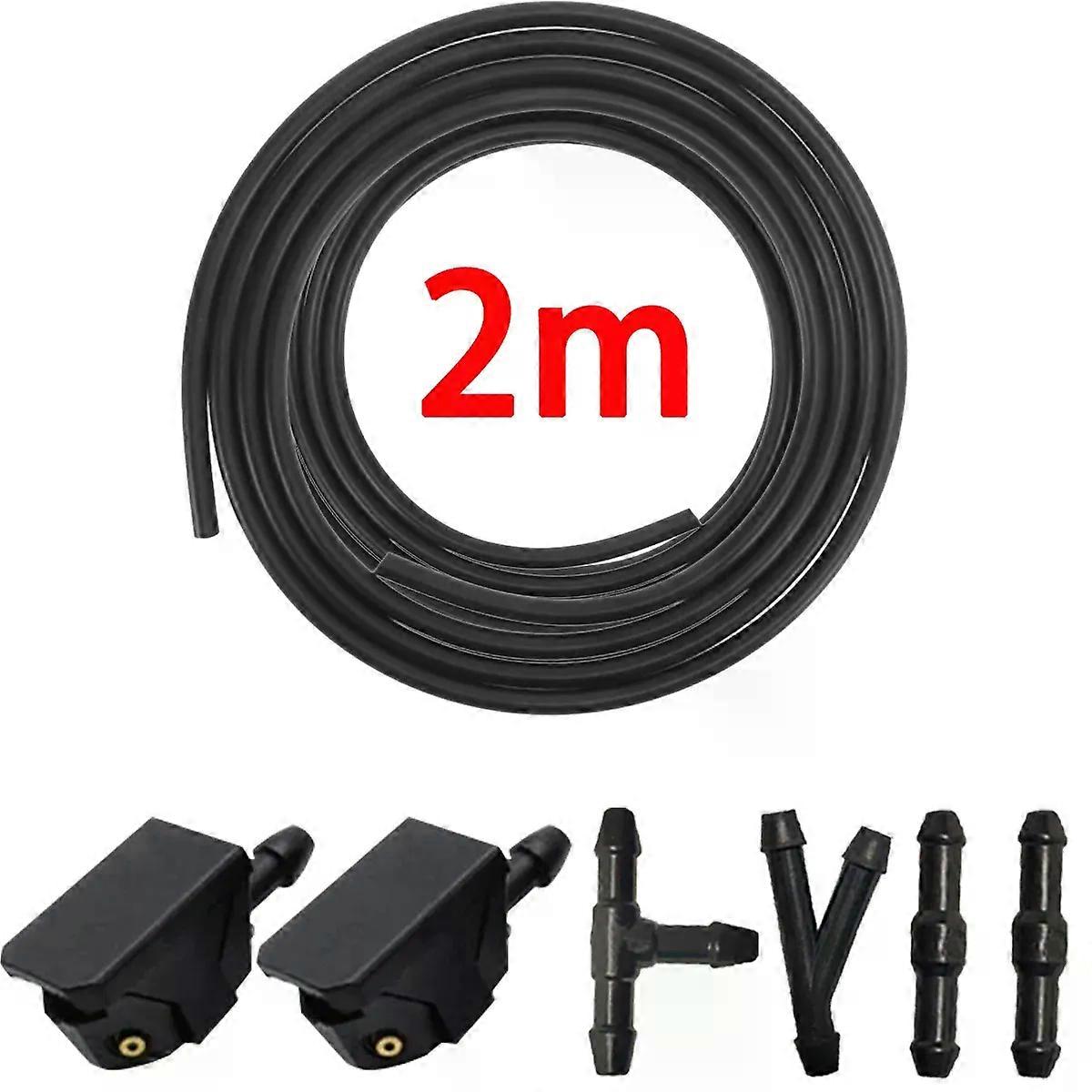 7pcs/Set Front Windshield Wiper Arm Washer Nozzle Spray Nozzle With Hose 2m Water Pipe Connector T Y I 3 Types Of Wiper Nozzles