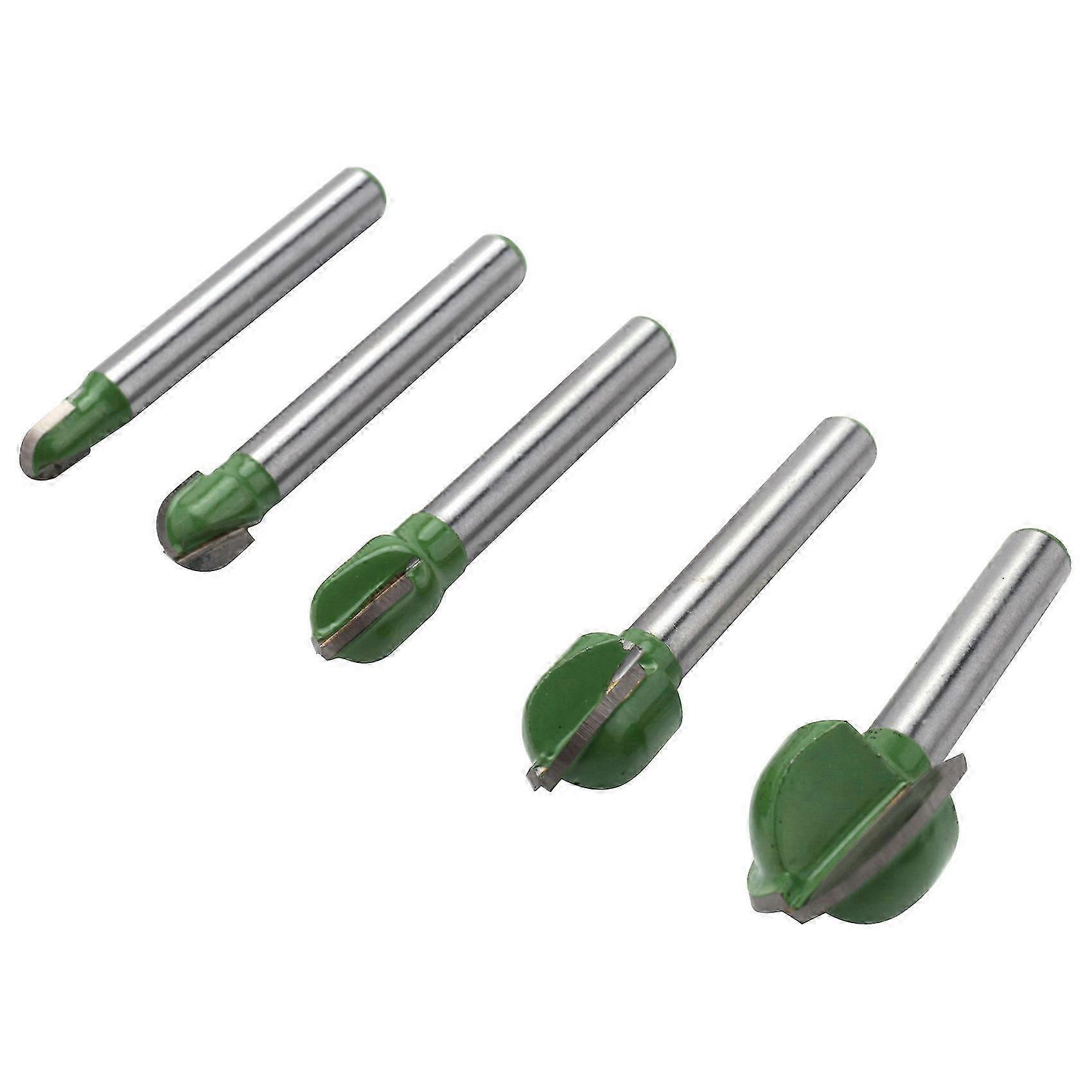 5Pcs 6Mm Shank Ball Nose Router Bits Set End Mill Round Cove Box Solid Carbide CNC Radius Core Milling Bit - FFY
