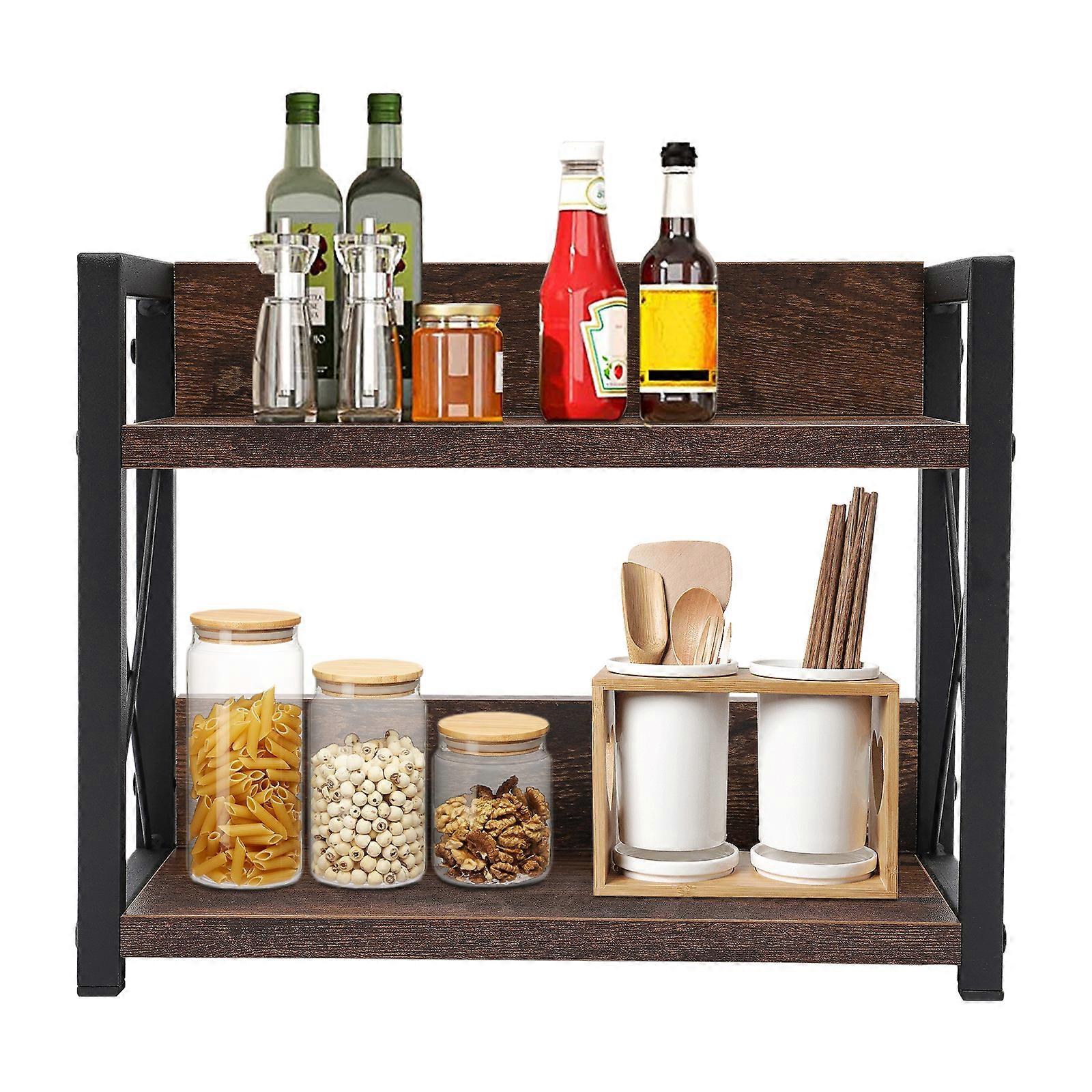 2-Tier Spice Rack Kitchen Rack Desktop Storage Spice Rack Kitchen Storage Rack