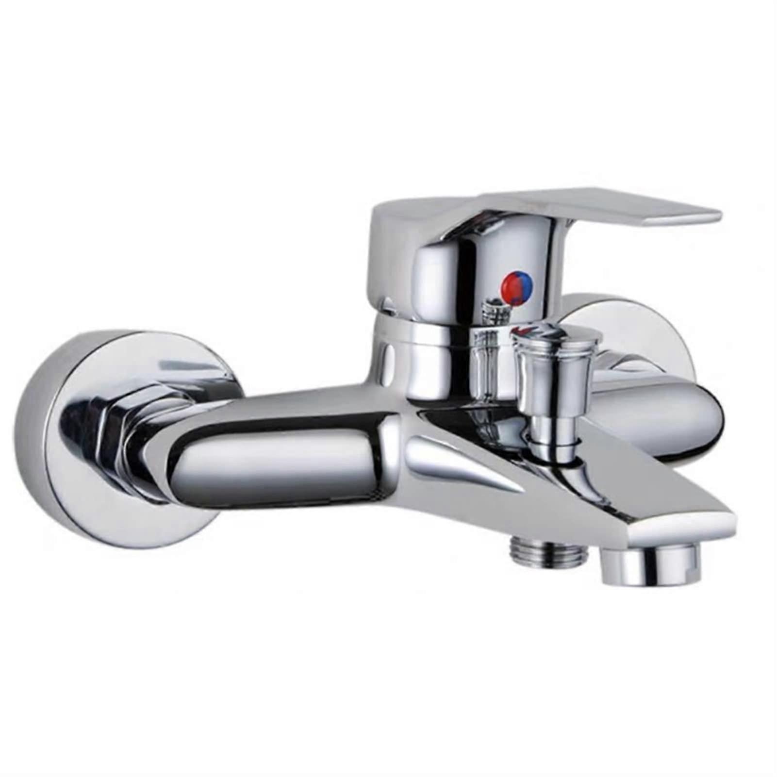 Triple Bathtub Hot and Cold Mixing Water Faucet Deck Mounted Basin Mixer Tap with Spray Head for Home Improvement