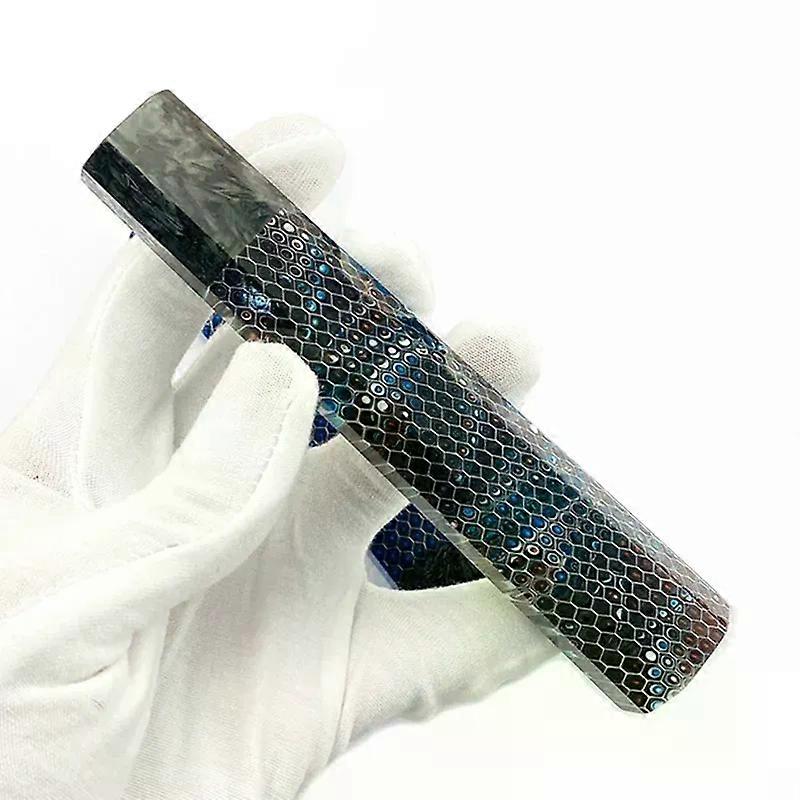 Shibingsheng 1pc Carbon Fiber + C-Tek Resin Octagonal Knife Handle for DIY Semi-finished Damascus Knife Handle Material Kitchen Knife Handle