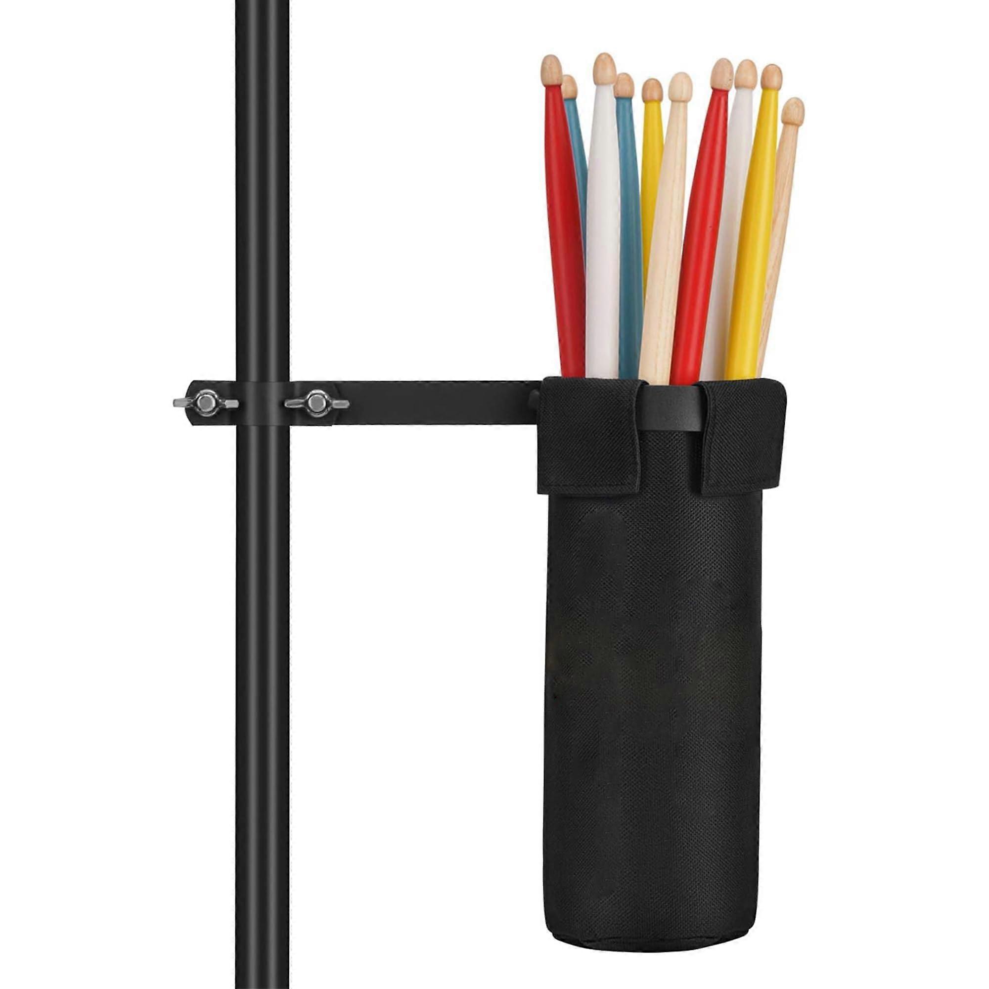 Drum Stick Bag with Lockable Alloy Steel Clamp for 10 Pairs, Black