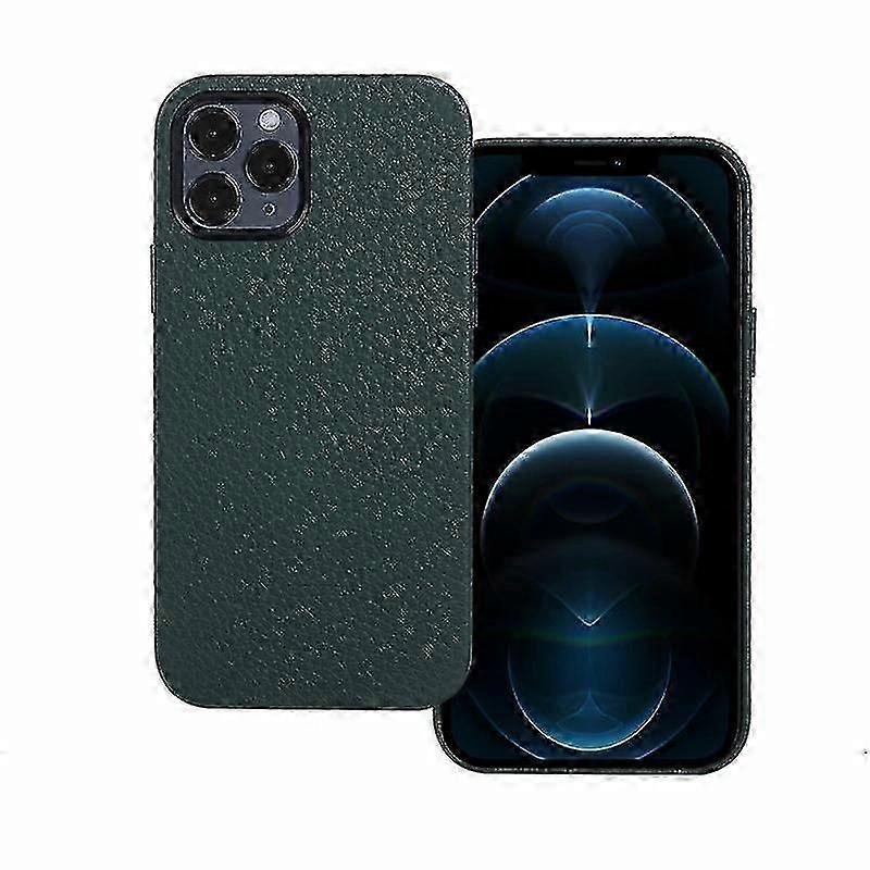 Back Full Shock-proof Case For Iphone 12 Pro Max Lychee Texture Cowhide (green)