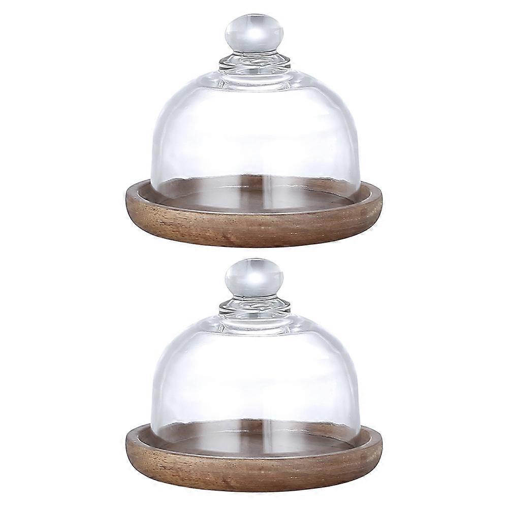 Mini Wooden Dessert Tray for Home Use and Practical Glass Material Assorted Color 2 Sets