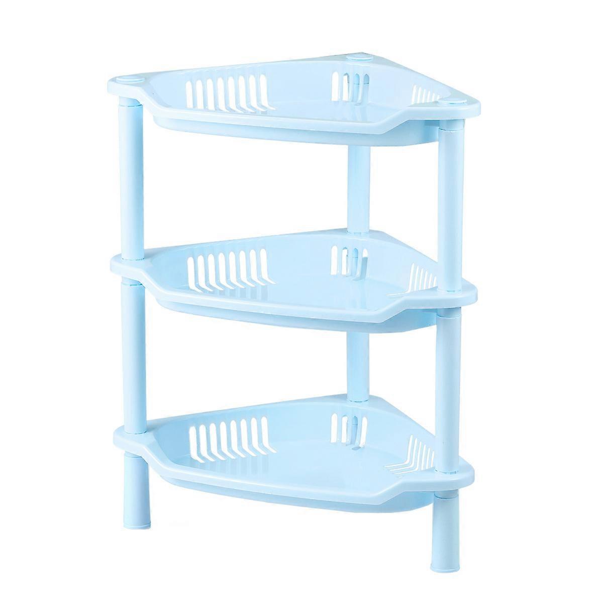 Plastic Corner Shelf Organizer, Bathroom Storage Rack, Easy Installation, Space Saving Design, Material, for Home and Kitchen, Blue