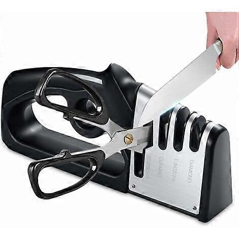 4 in 1 Kitchen Knife and Scissors Sharpener, Professional Knife Sharpener, Knife Sharpener with Non-Slip Eraser for Stainless Steel and Ceramic Kni