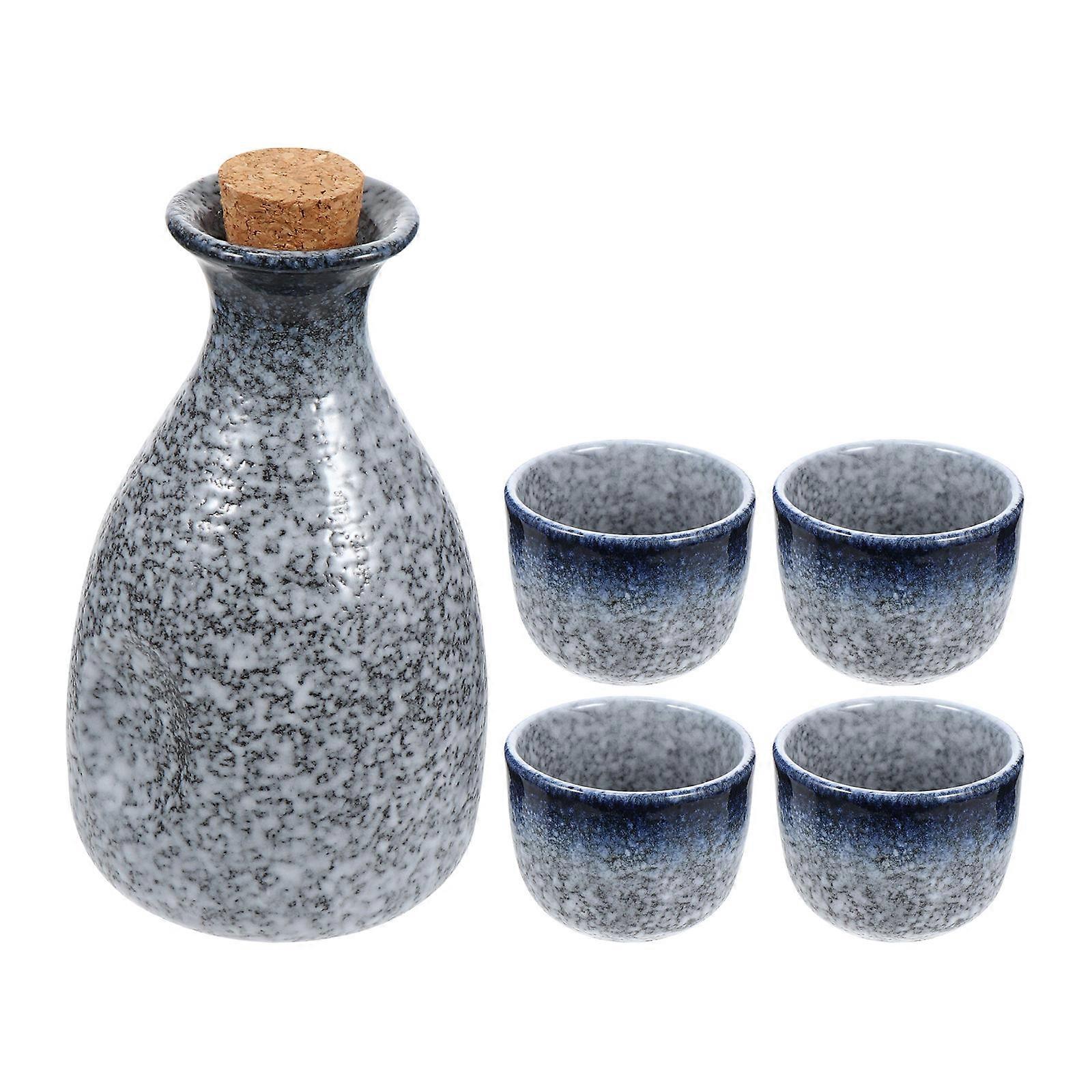 Ceramic Japanese Sake Set with Assorted Color Cups and Pot for Home Use, Perfect for Tea Parties and Gifts