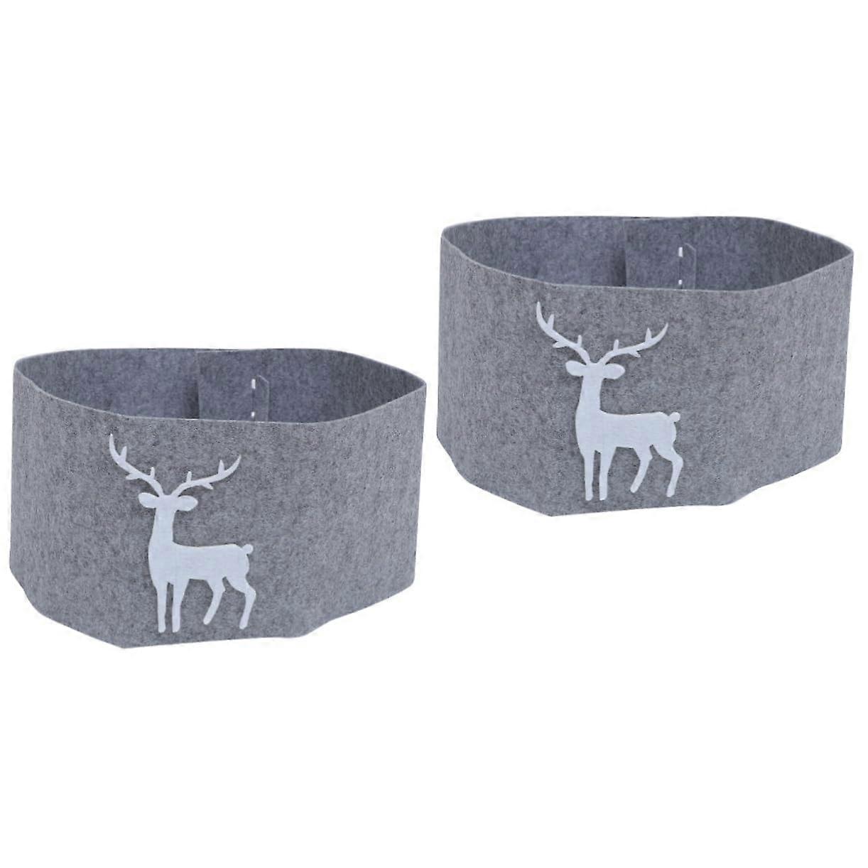 Christmas Tree Skirt Pack of 2 Grey Fabric Tree Collars for Christmas Decorations, Laundry Basket Style Tree Mats