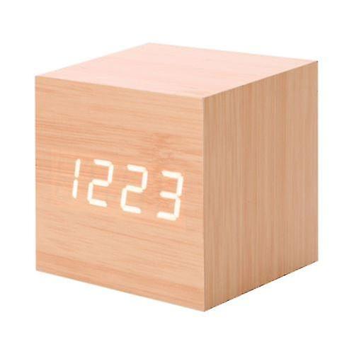 Wooden Led Digital Alarm Clock Thermometer Calendar Timer Orange Pl206
