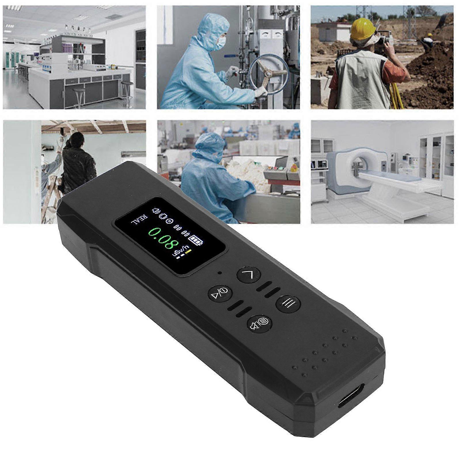 Nuclear Radiation Detector High Sensitivity Sound Light Alarm HD LCD Display Geiger Counter for γ X β Ray Black 