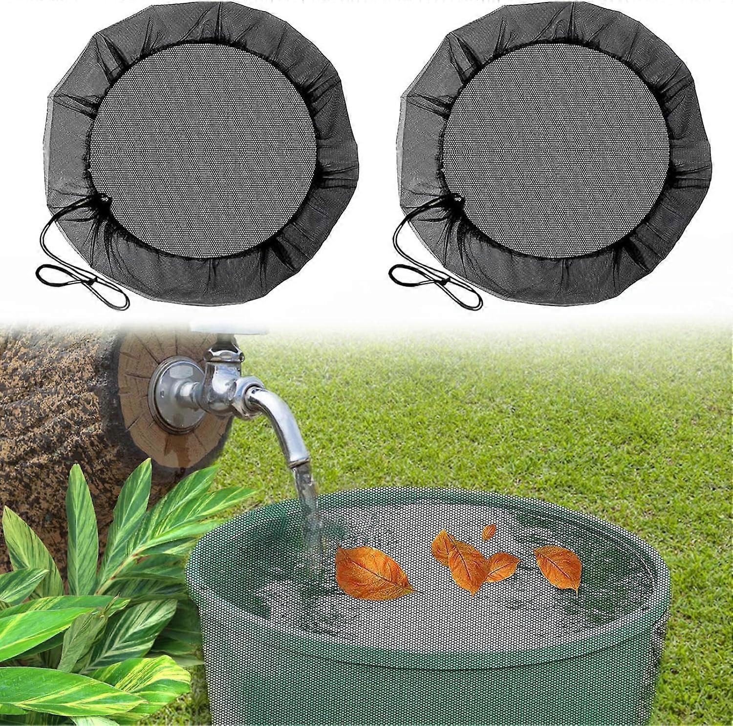 2 Pack Rain Barrel Net, 100cm Rain Barrel Cover with Drawstring, Round Rain Barrel Cover, 100cm Mosquito and Leaf Protection