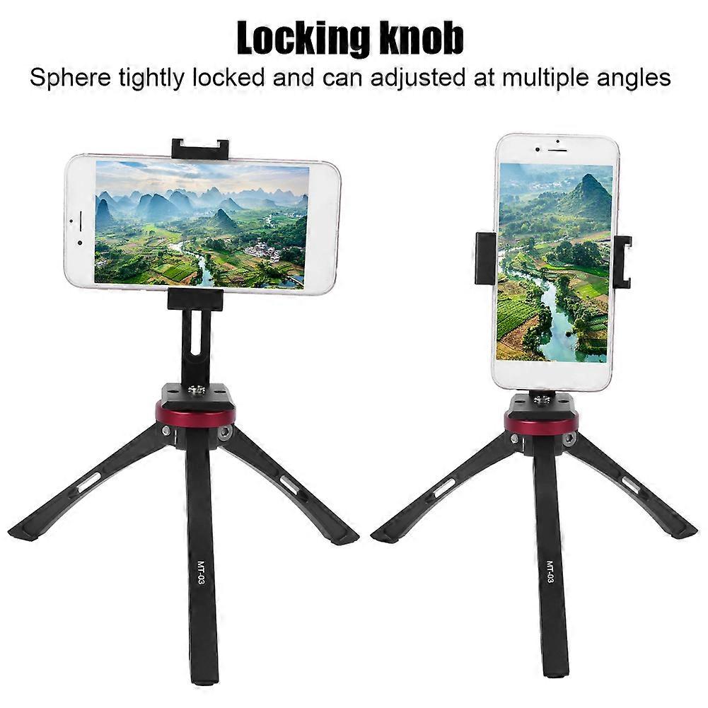 MT-03 Mini Foldable Aluminum Desktop Tripod with Phone Bracket