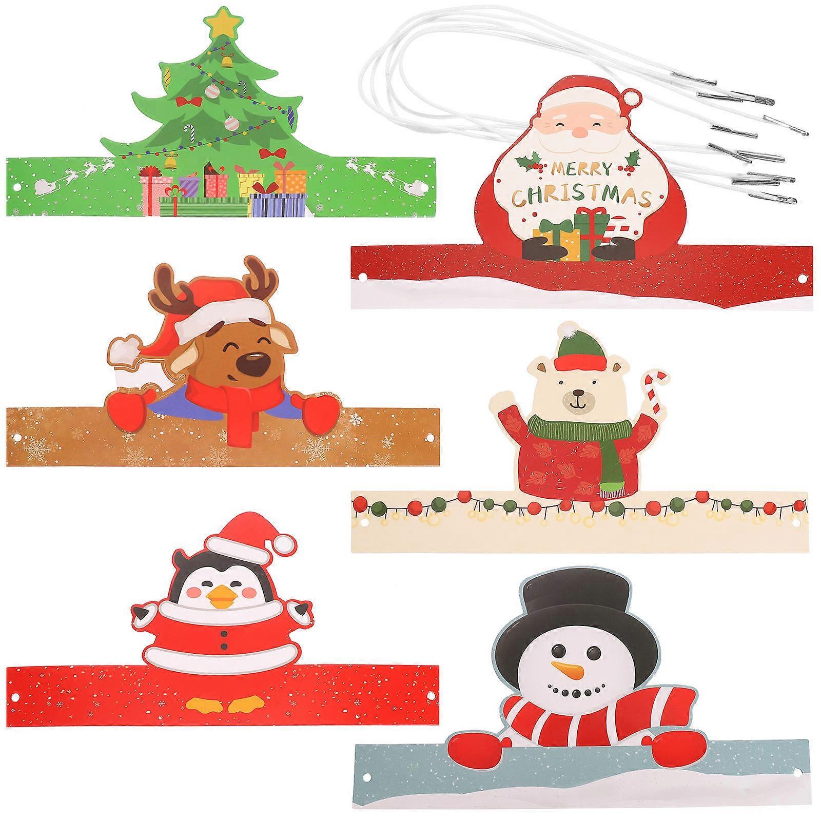 パーティーハット、クリスマスデザイン、写真、小道具、各種、色、25x135cm、6パック