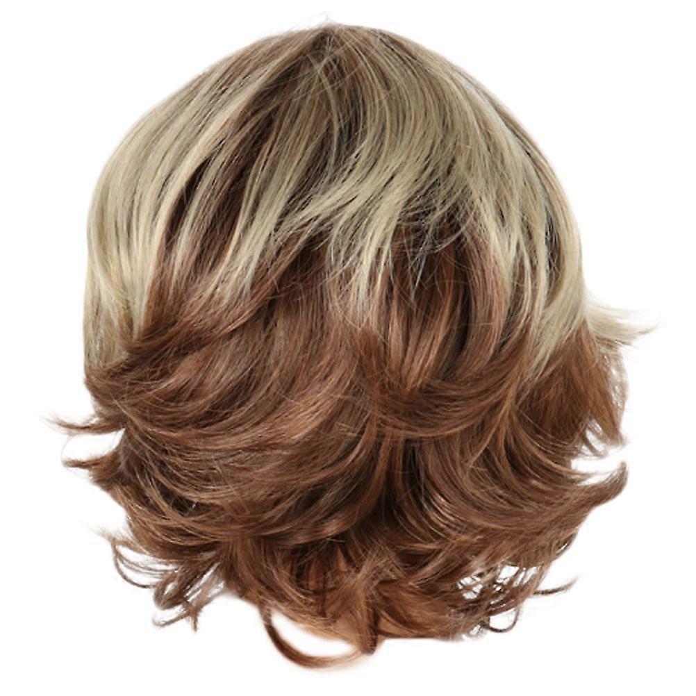 Afro Curly Wigs Full Cover Curly Wig Gradient Color Fluffy Bangs Natural Look for Cosplay Daily Wear 33x16cm 1Pcs