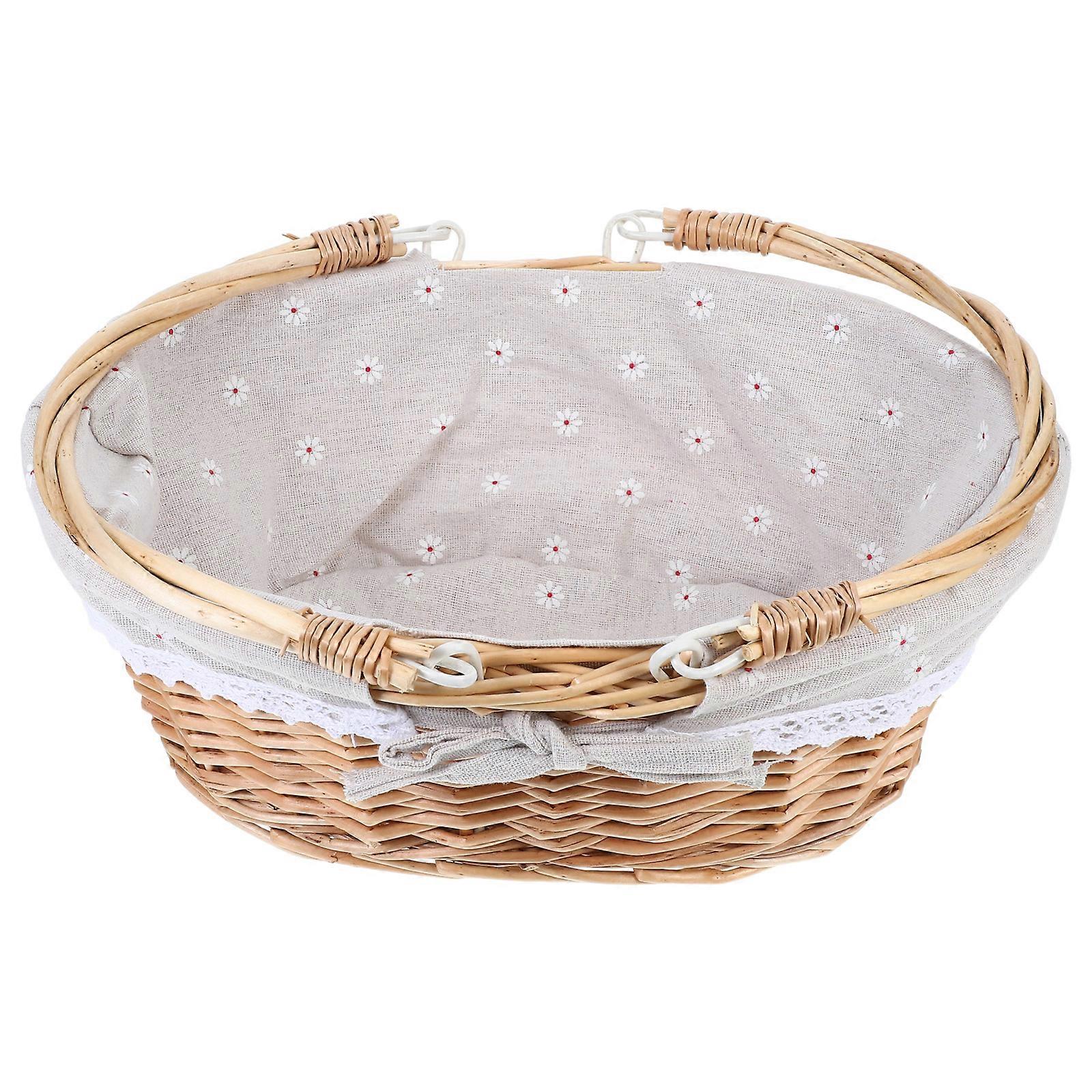 Willow Wicker Basket Handmade Elegance Park Picnics Flower Gathering Natural Countryside Style 1Pack
