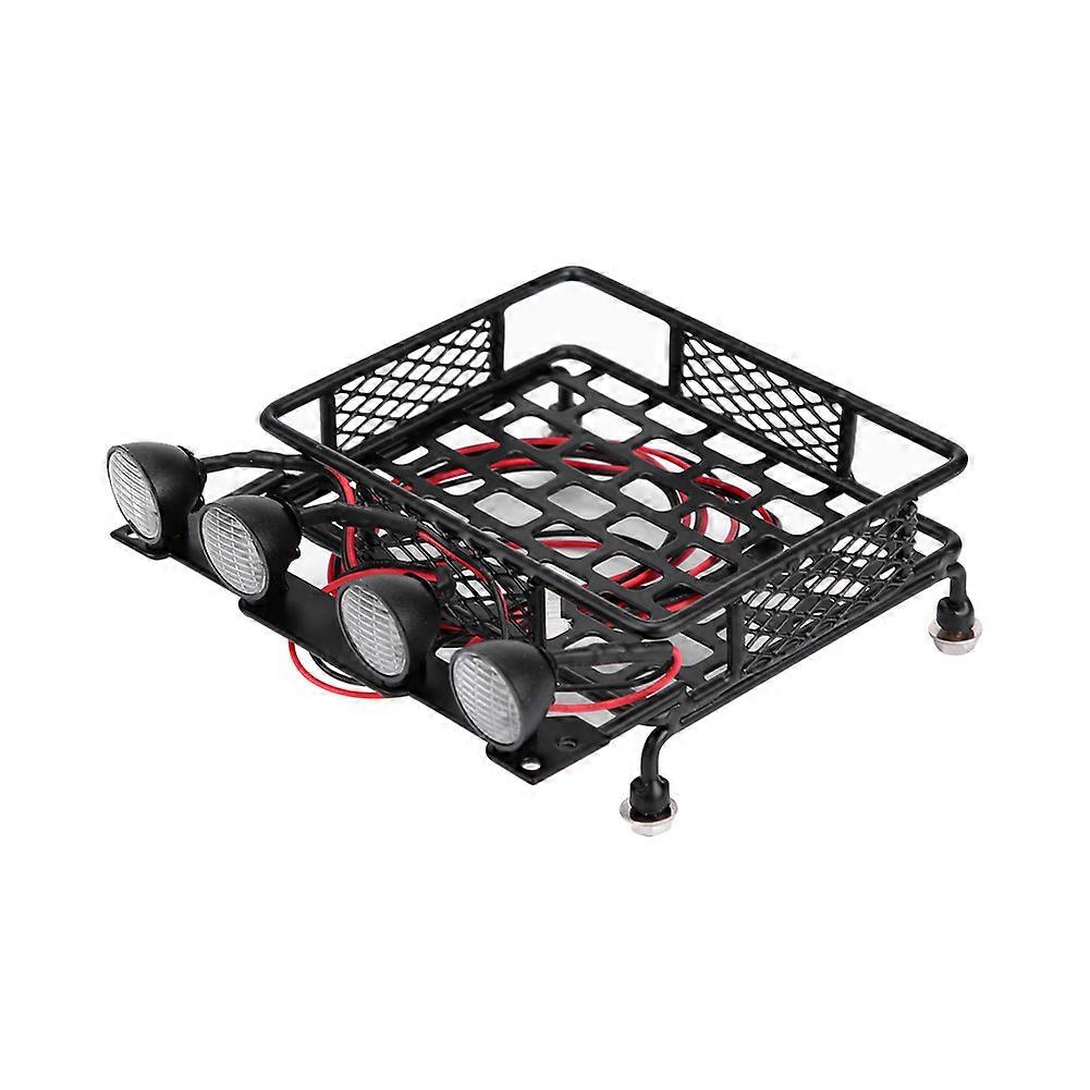Small Size Roof Rack with Round LED Light for SCX10 1/10 RC Car (4 White)
