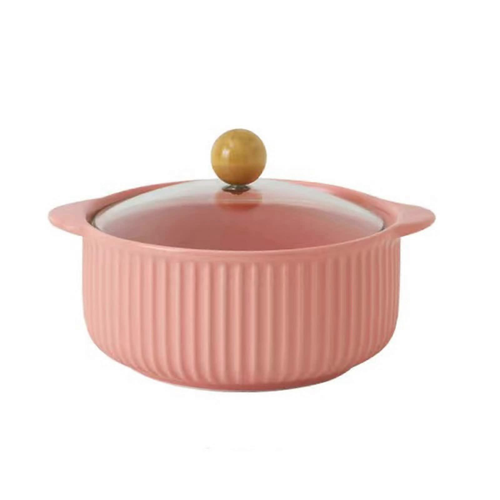 Bowls Ceramic Bowl with Lid Binaural Soup Bowl for Household Microwave Safe Rice Bowl for Dormitory Large Tableware Stew Soup Ref: 2369